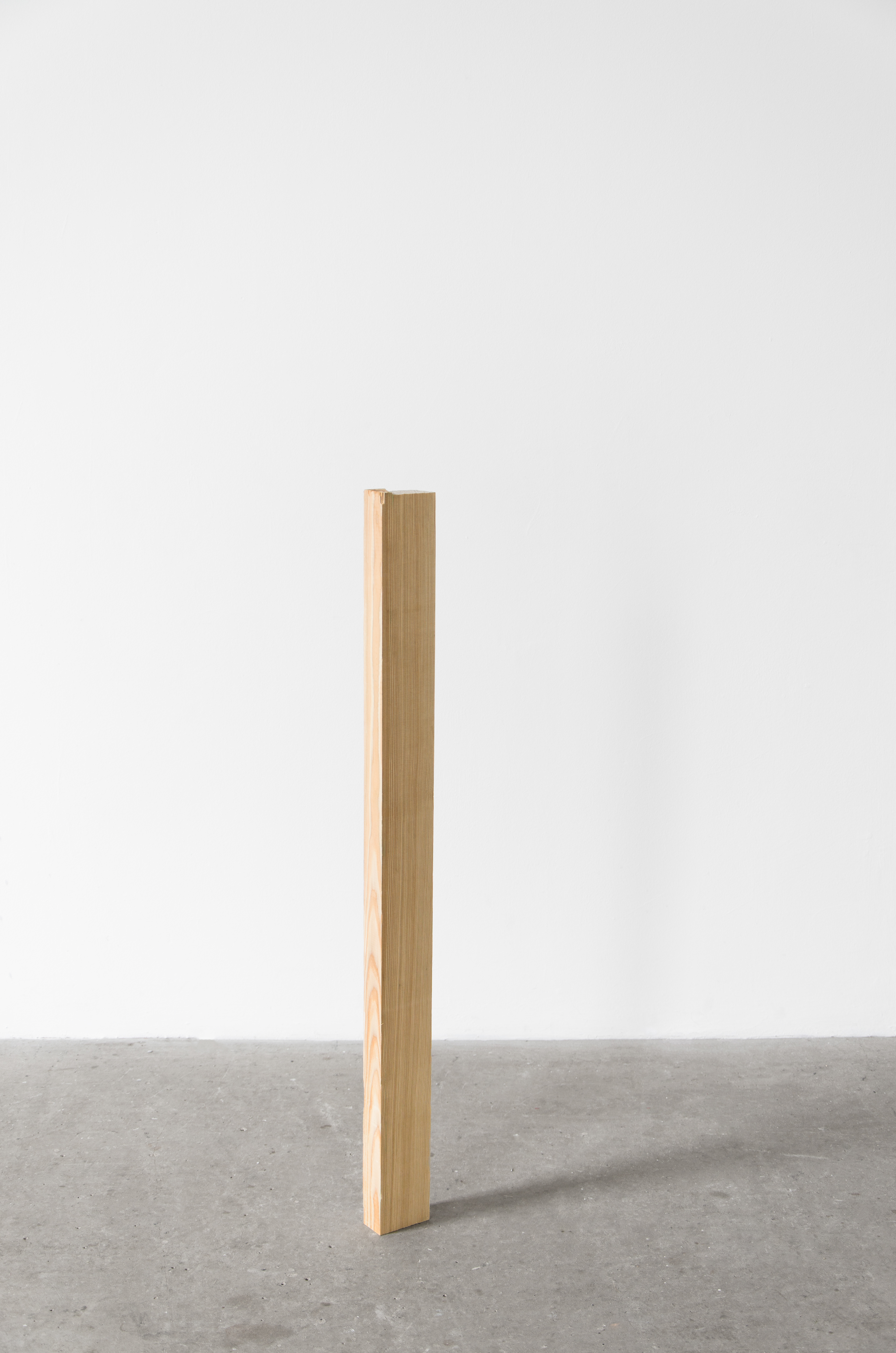 Proposal No.8 Wood cut to my hip height; Peter Liversidge, 2013; tropical hardwood, pine, American tulip, ramin, elm, poplar; 100cm [x6]