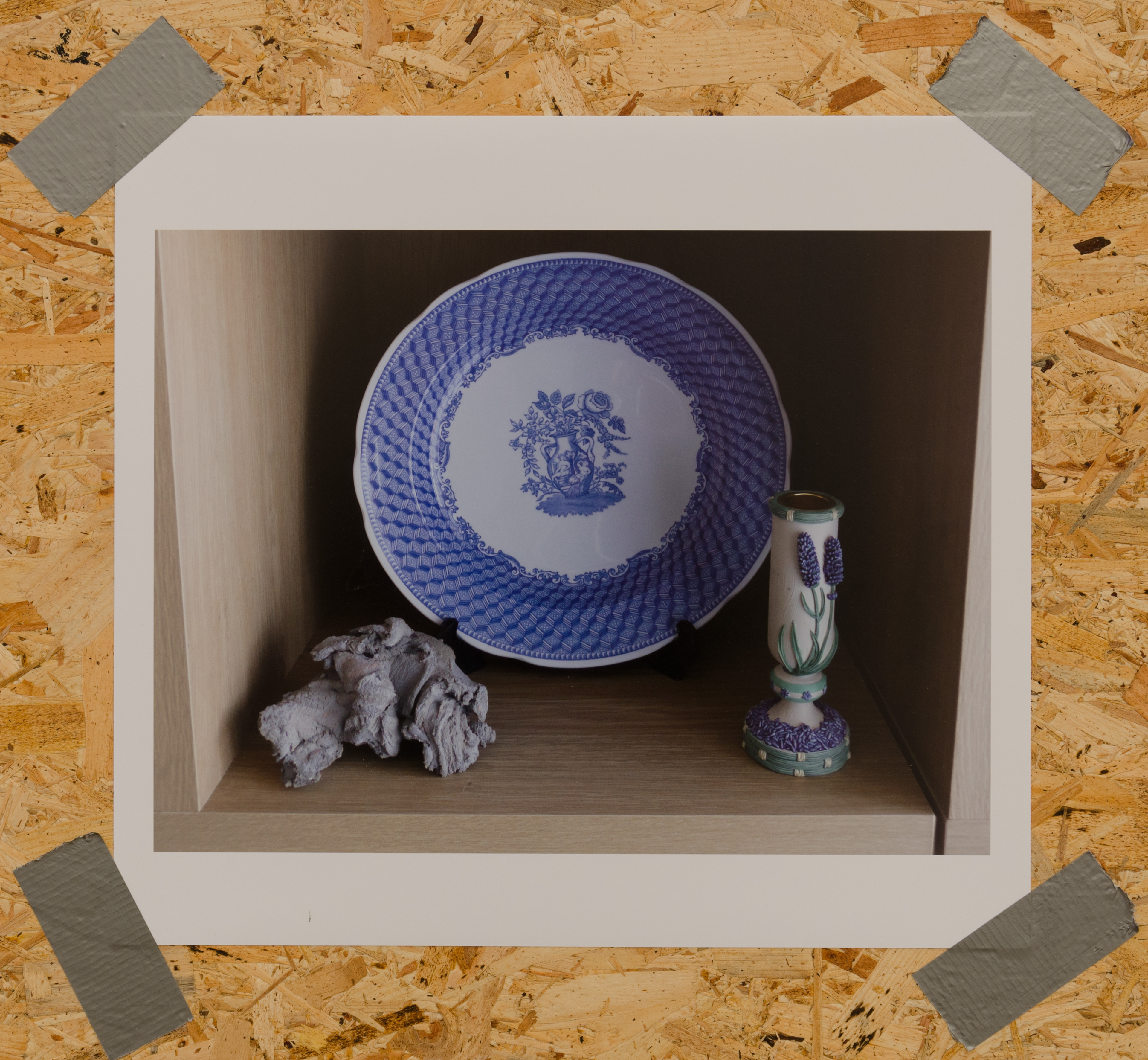 Manifestation of Deliverance Object 7: Unclean Energy Solidification of ‘Waterfall number 1’; 2010; photograph mounted on board; 55 × 41cm; Pictured in the house of Mrs Jeanette Reeves, Buxton, who acquired it in Spring 2011 in Tunis, Tunisia, from Peter Lister