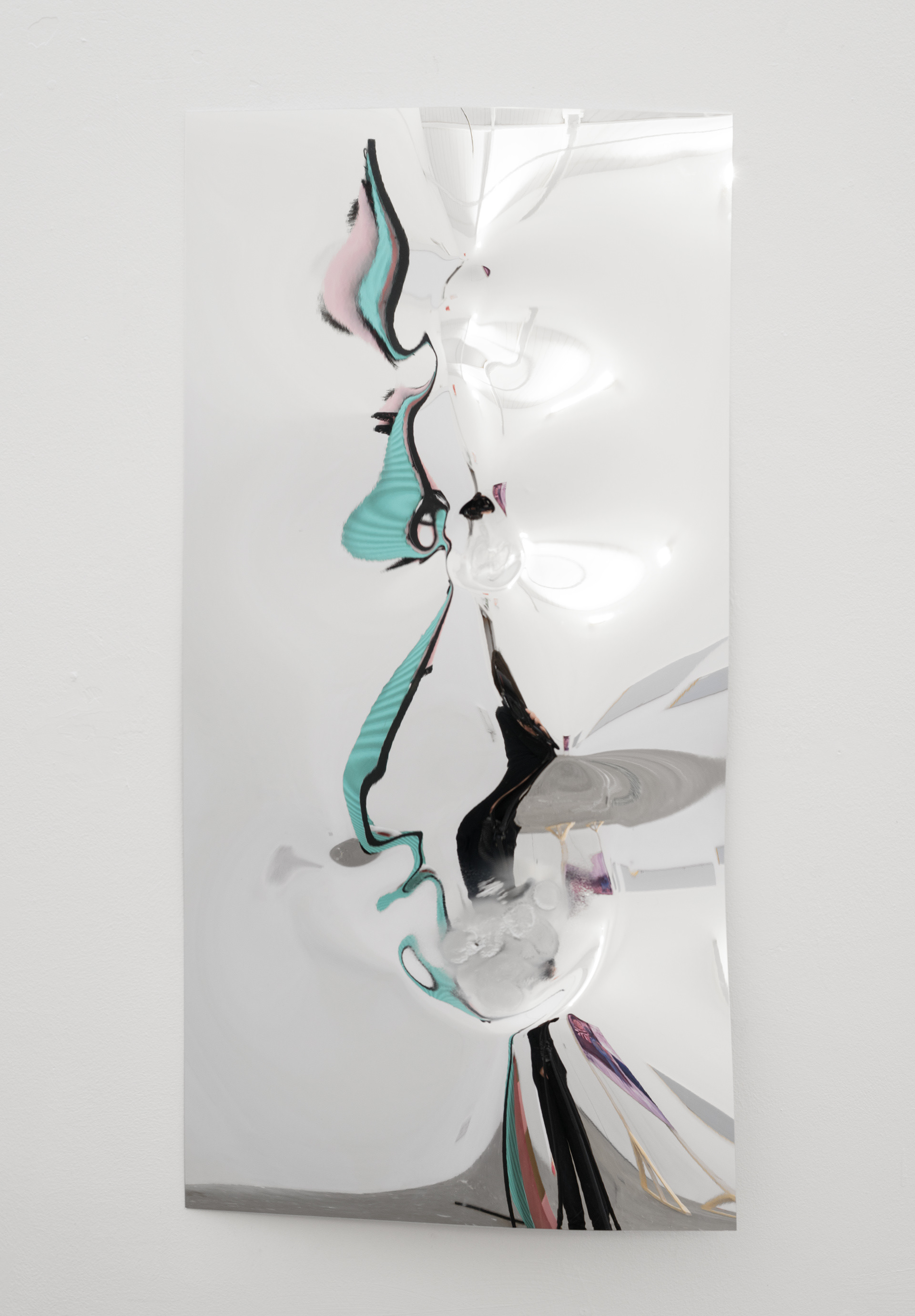 i’m going back some day; come what may to blue bayou / turbulence i; Adeeb Ashfaq, 2015; mirrored styrene; 100 × 50 × 0.1 cm