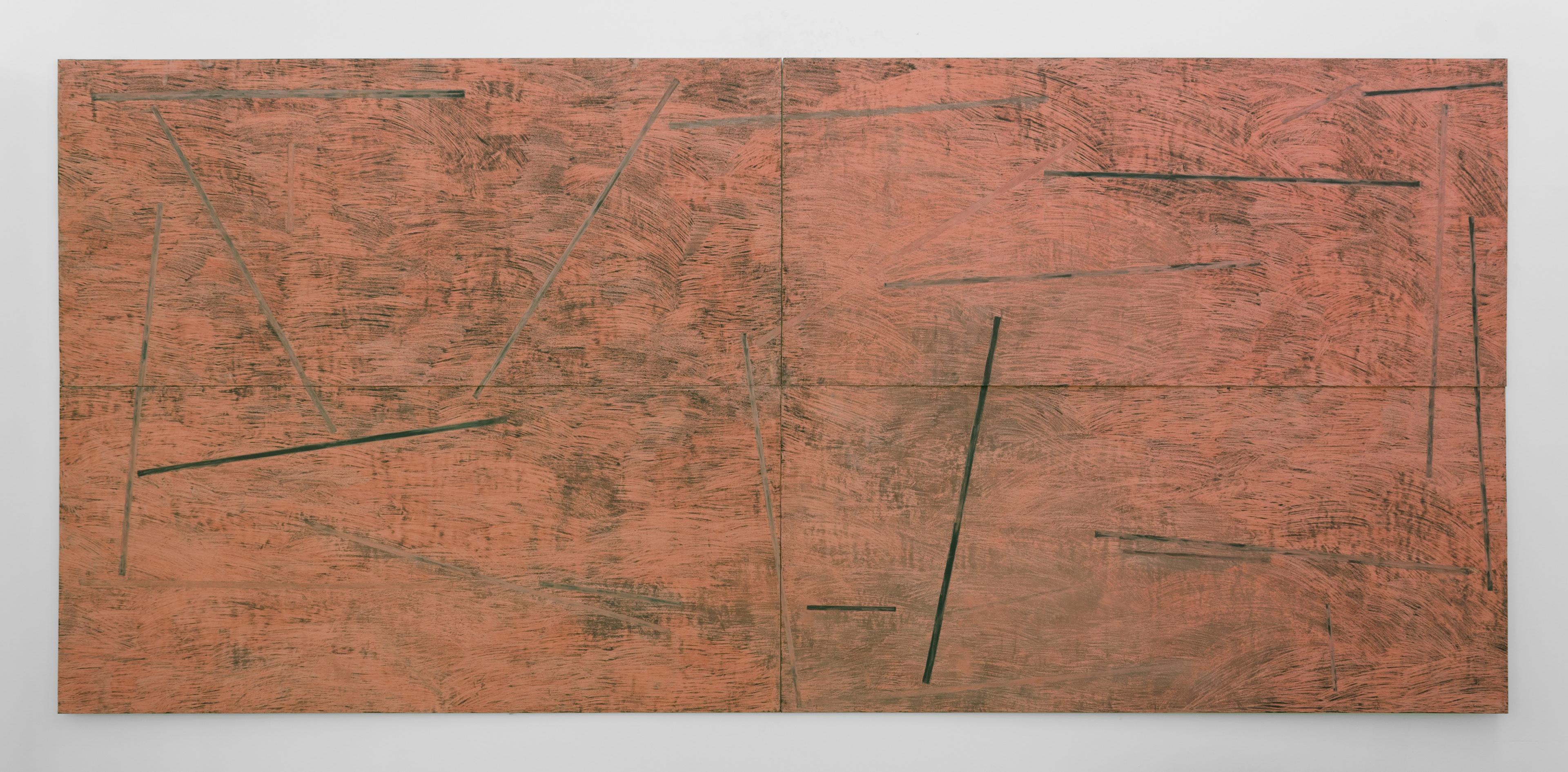 Useful work and pointless toil; Georgina Sleap, 2013; Tailor's chalk on blackboard; 212 × 471 × 1cm