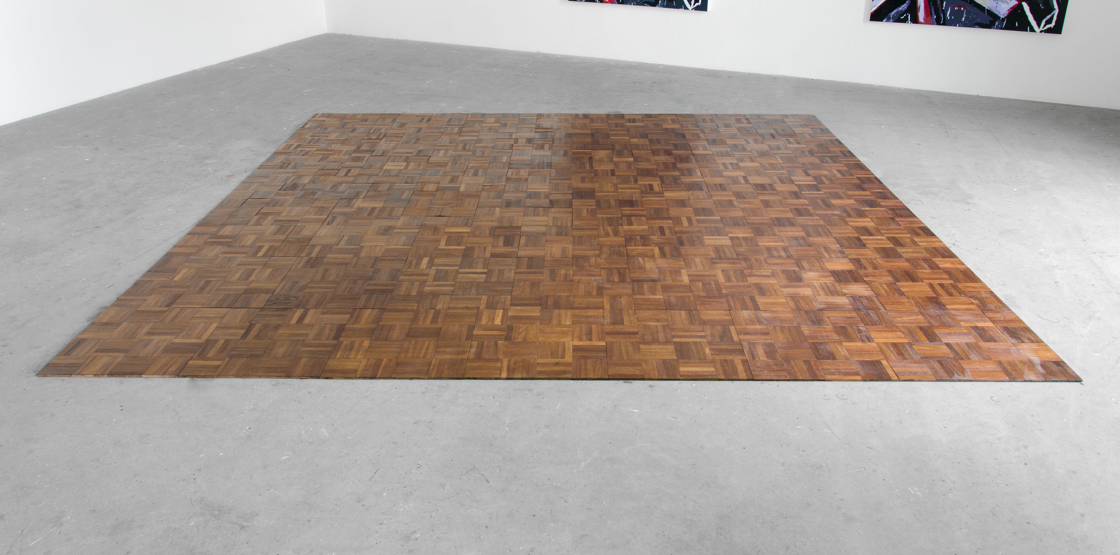 Untitled; The Hut Project, 2013; Recovered parquet; 12' × 12'