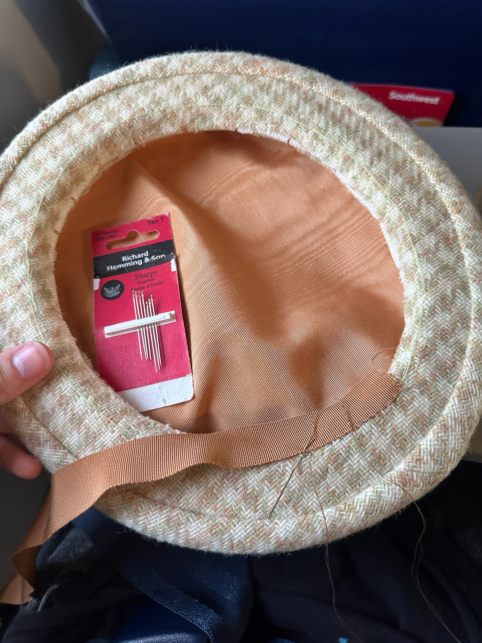 head size ribbon sewn in by hand