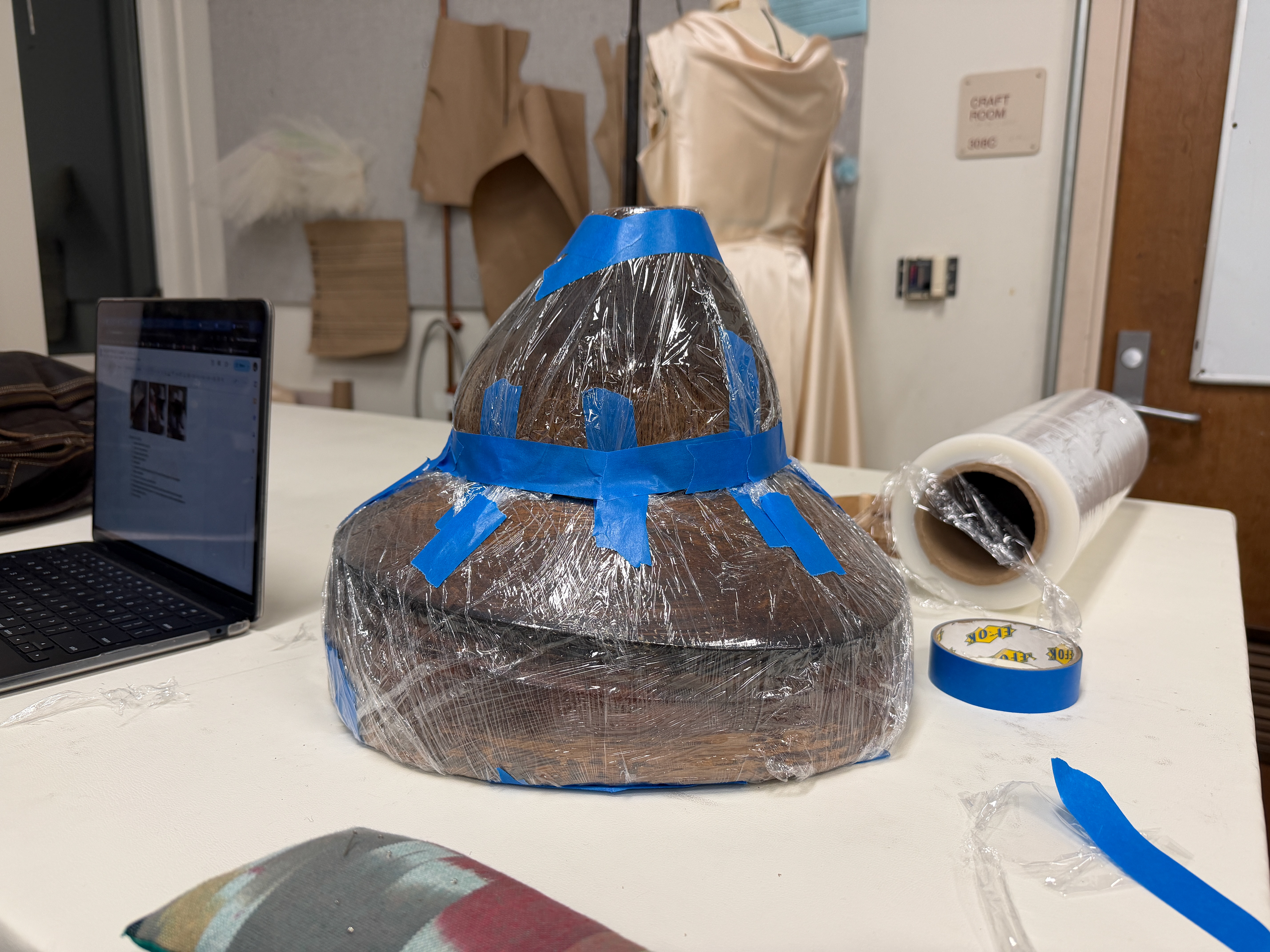 brim and crown block joined and covered