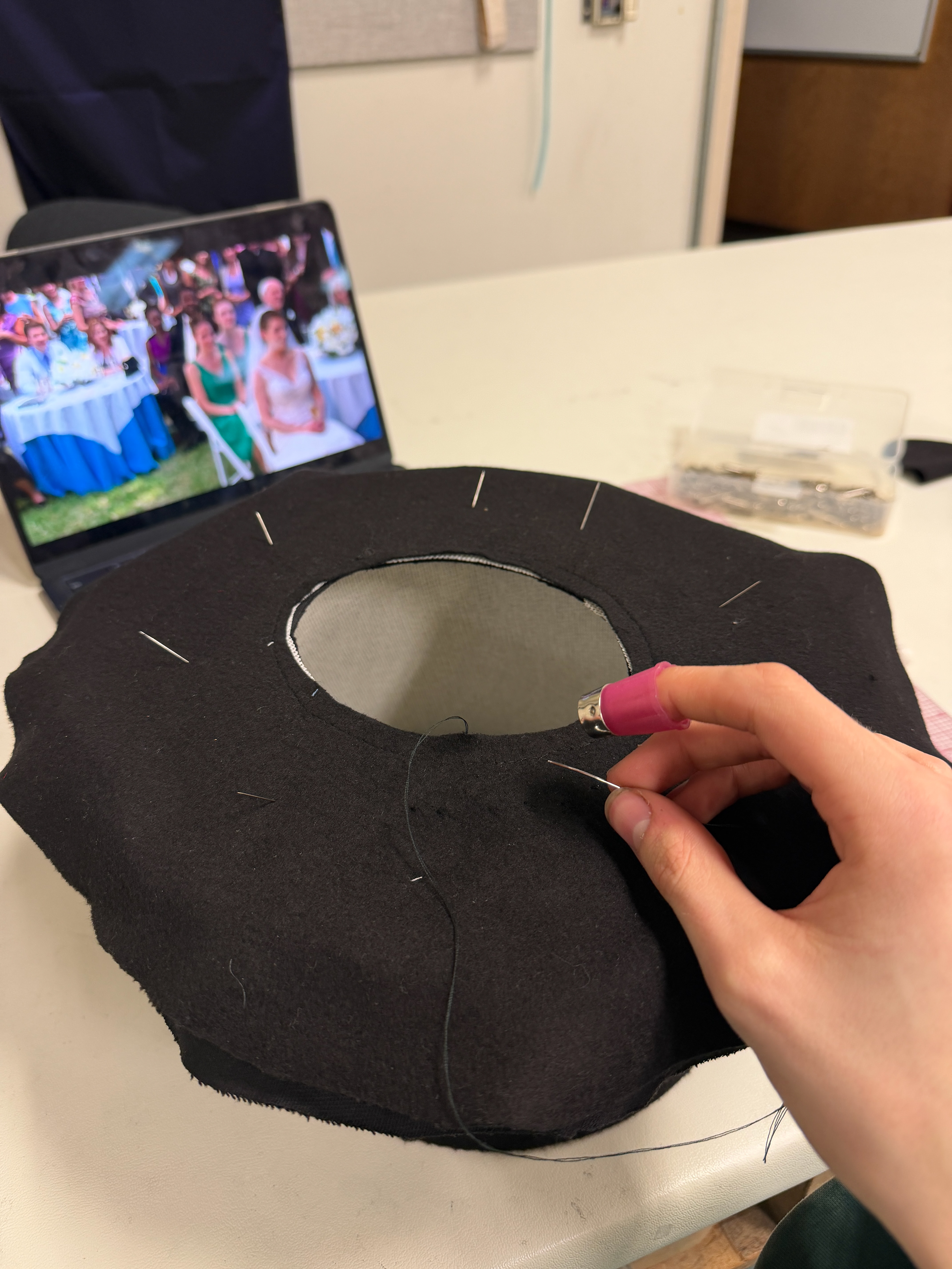 joining brim to head size band by hand