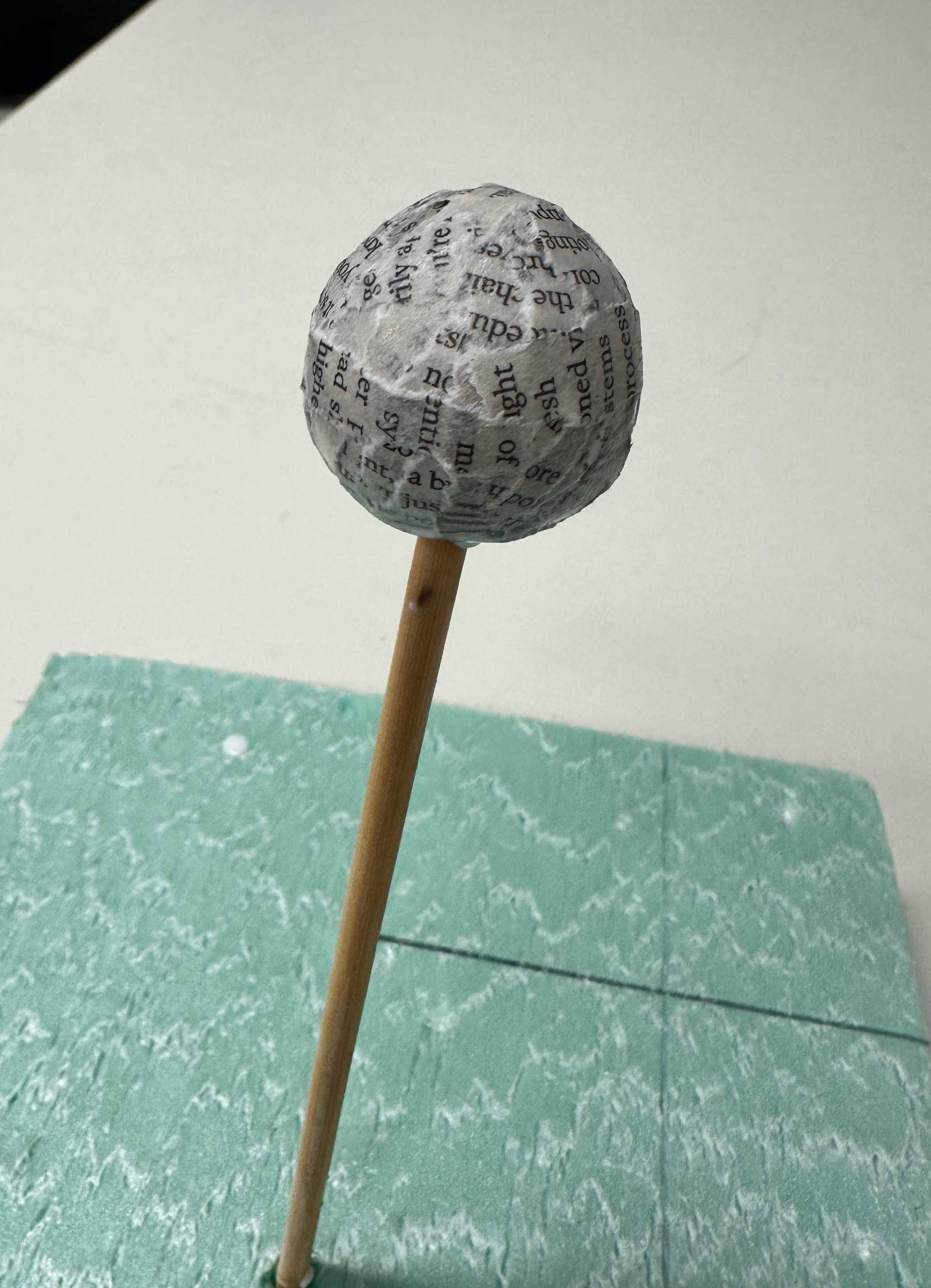 nose: paper mache "extension point," sculpted separtely