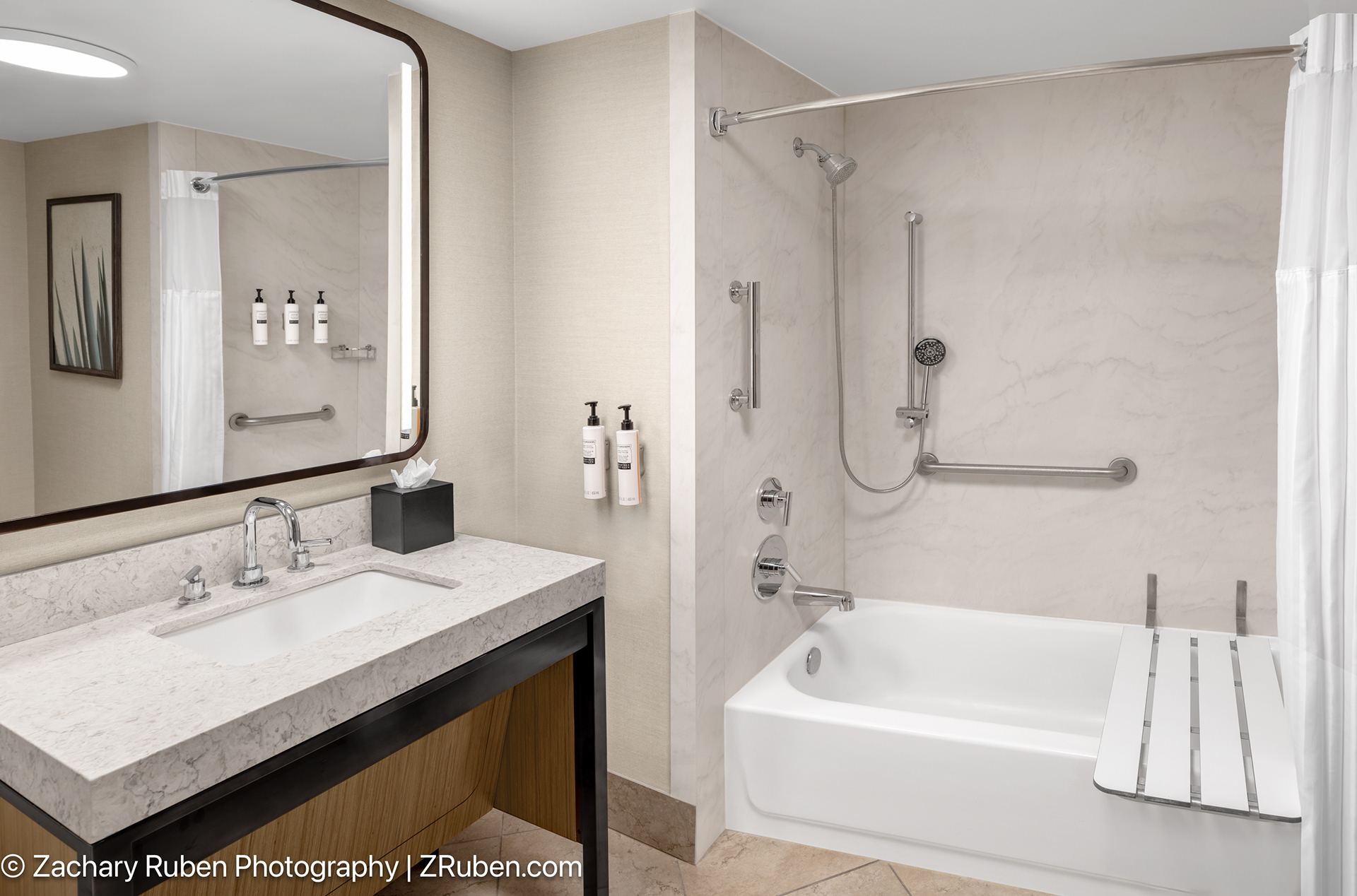 Accessible Shower/Tub Combination Bathroom at Embassy Suites San Antonio Riverwalk Downtown