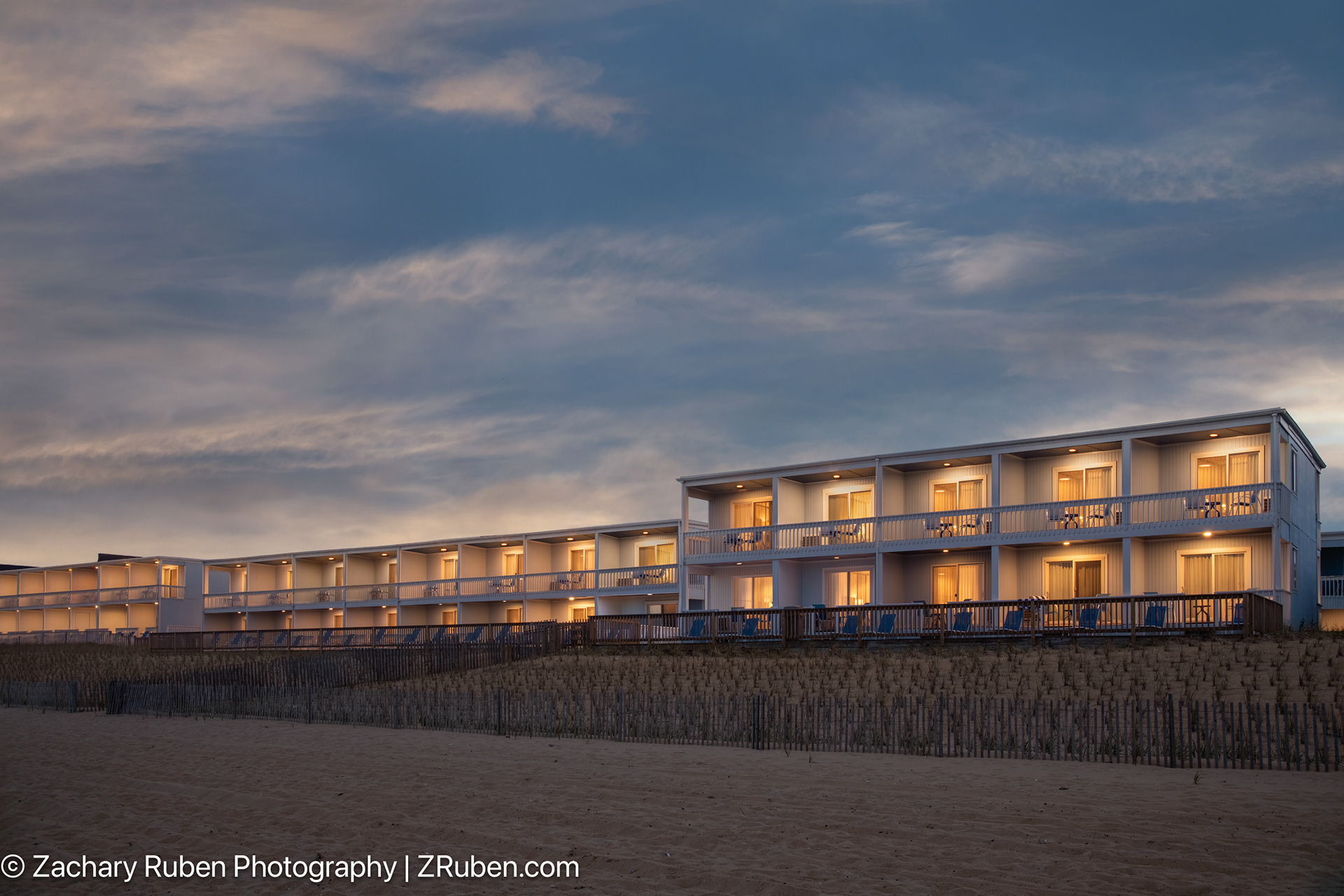 Exterior Sunset at Montauk Blue Hotel