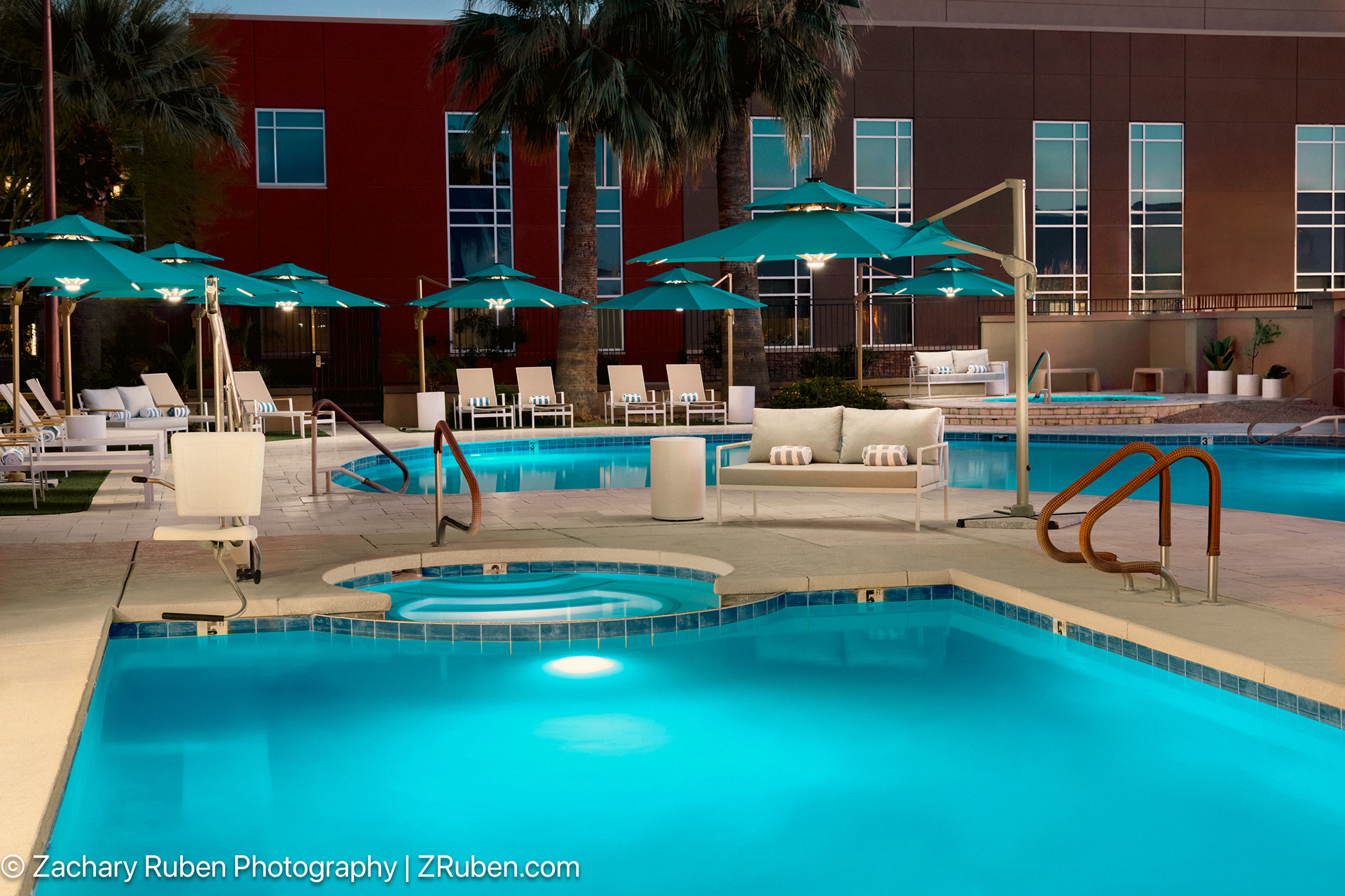 Outdoor Pool at Night at Doubletree Phoenix-Gilbert