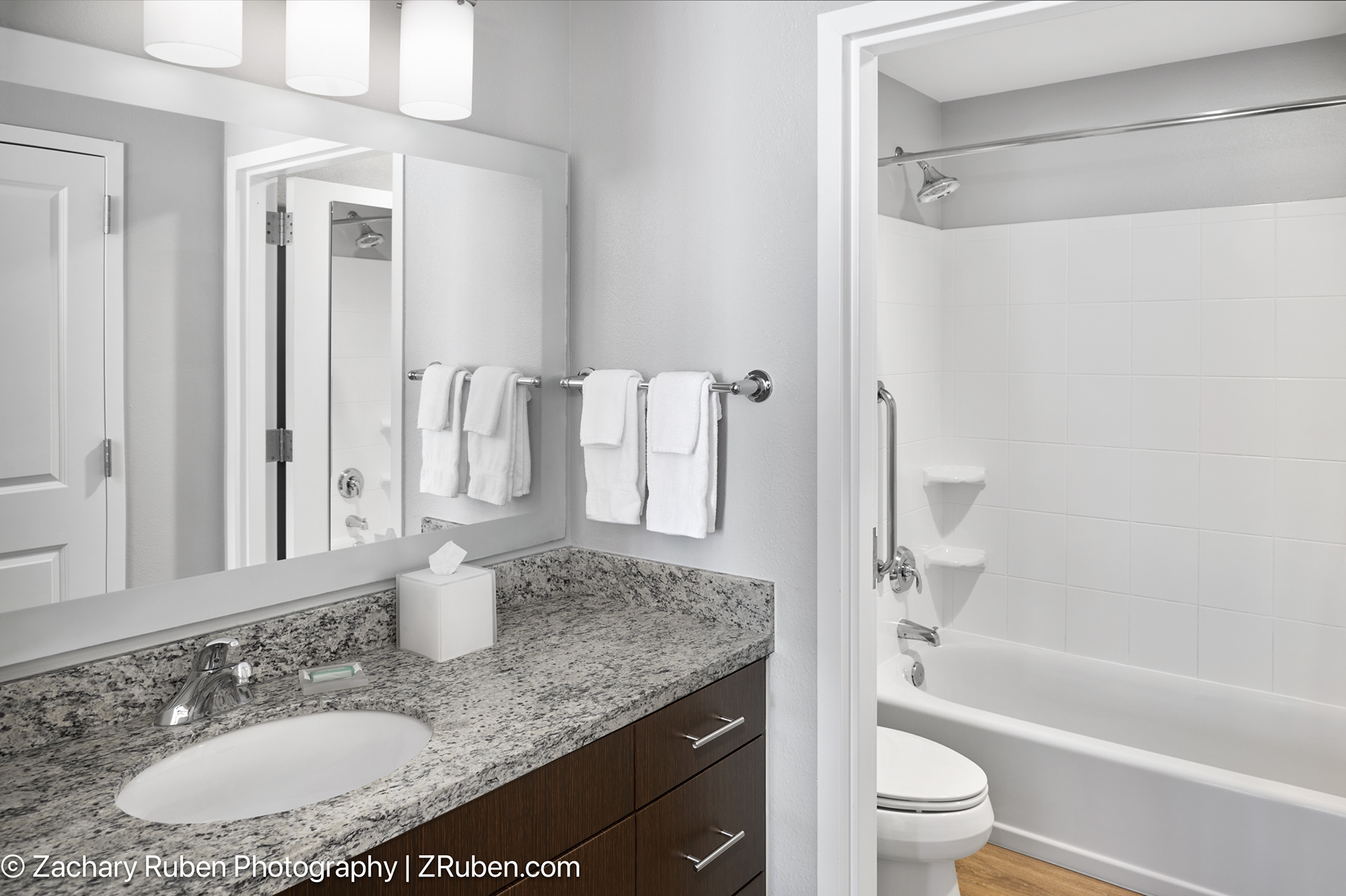 Shower/Tub Combo Bathroom at TownePlace Suites Lawrence Downtown