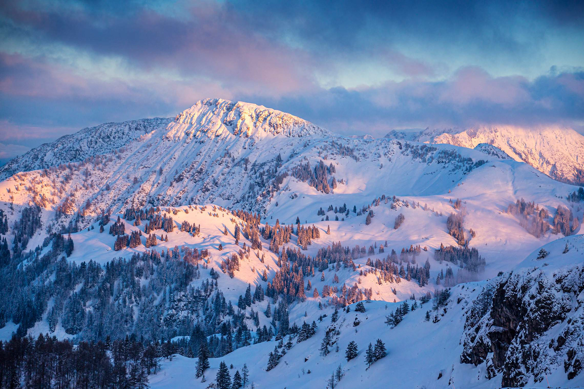Bergpanorama vom Hornköpfl bei Kitzbühel, Österreich