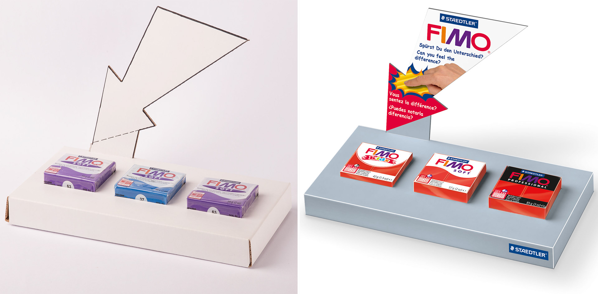 TryMe-Station, neues Packaging, Staedtler FIMO, CGI, Studiofotografie, Produktfoto, Produktrange