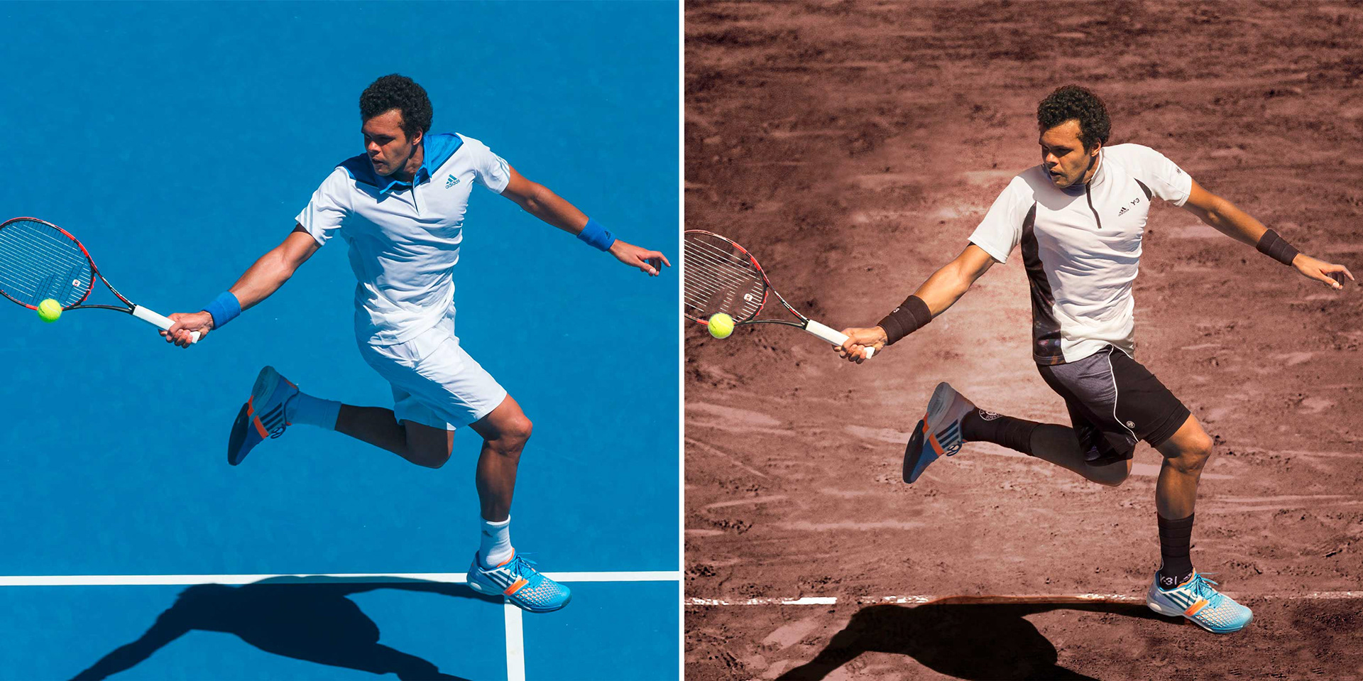 Adidas Tennis, Tennismatch, Outfit-Wechsel, Retusche neues Trikot, Sportler, Bildmontage