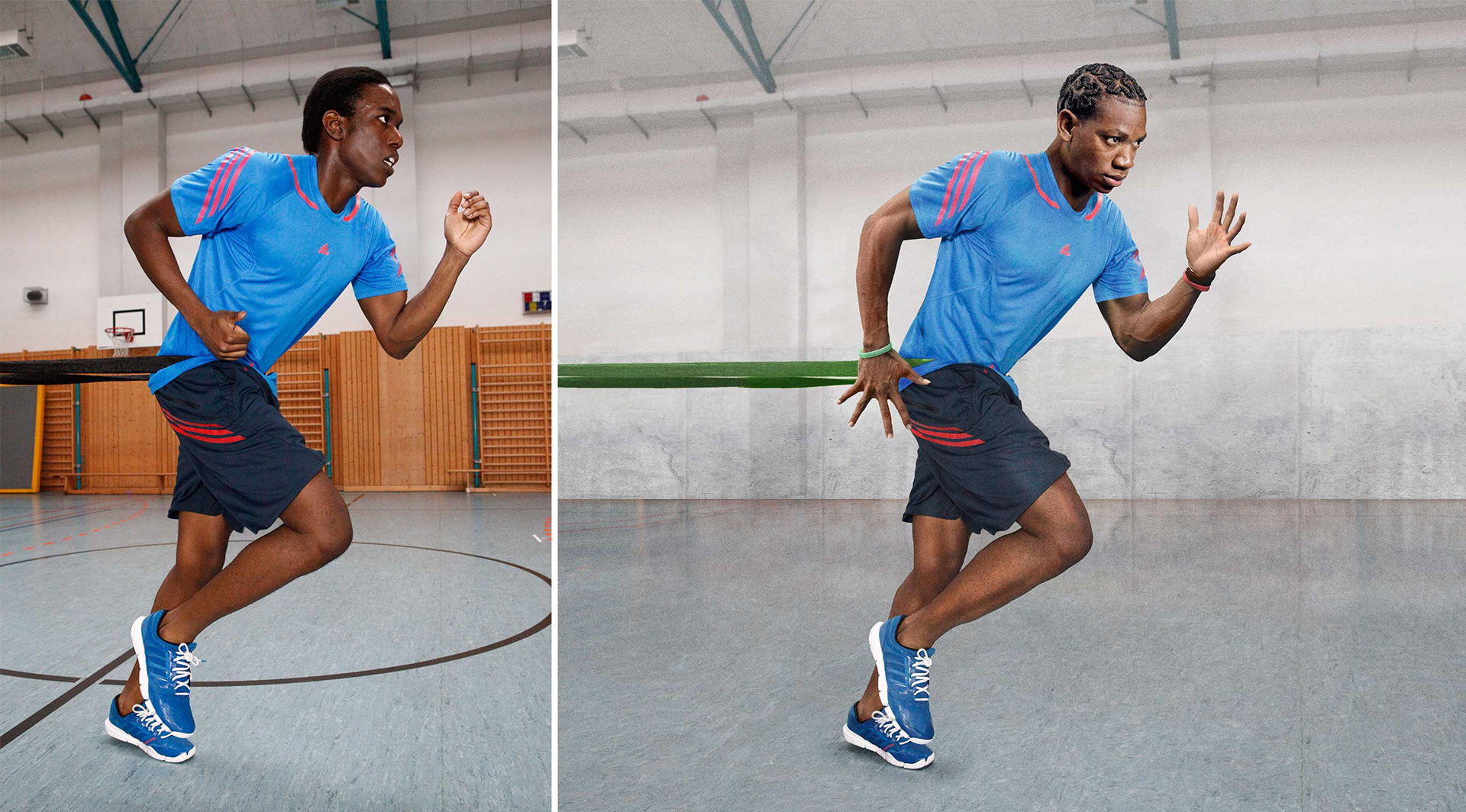 Adidas Running, Retusche neues Outfit auf Sportler, Bildmontage