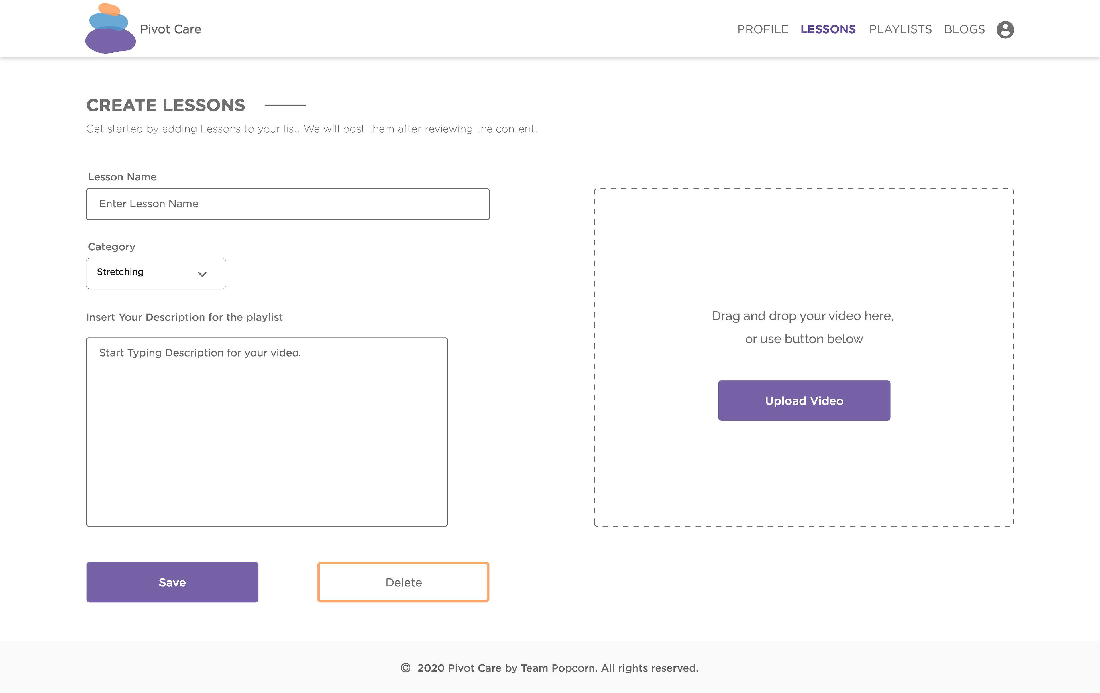 Create Lesson Page