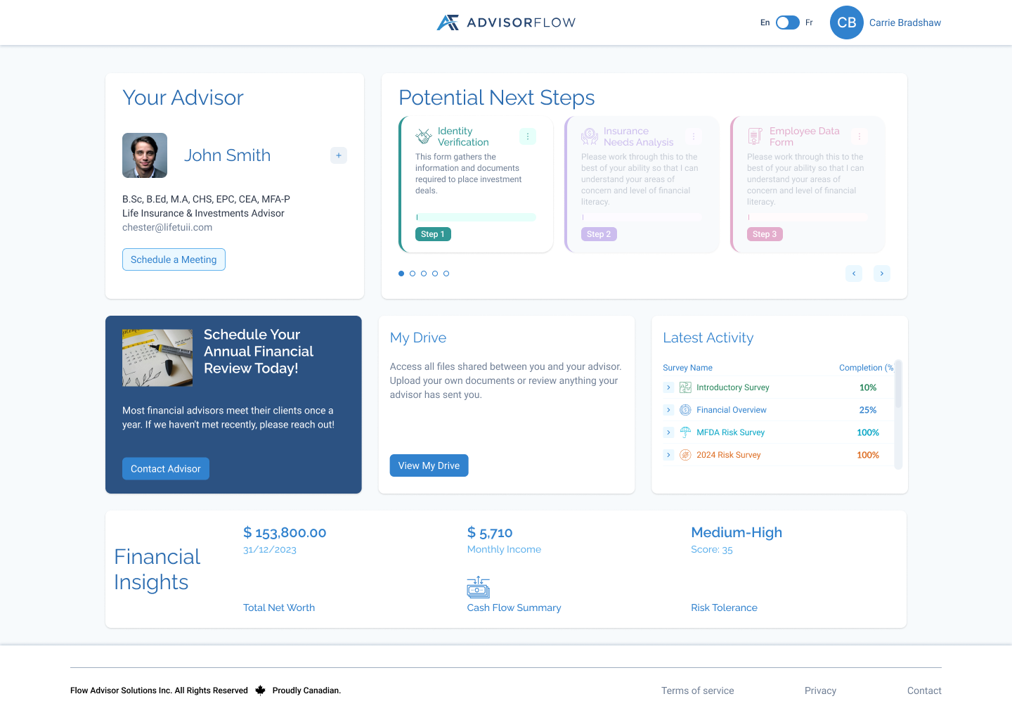 Client Dashboard - PNS forms step 1
