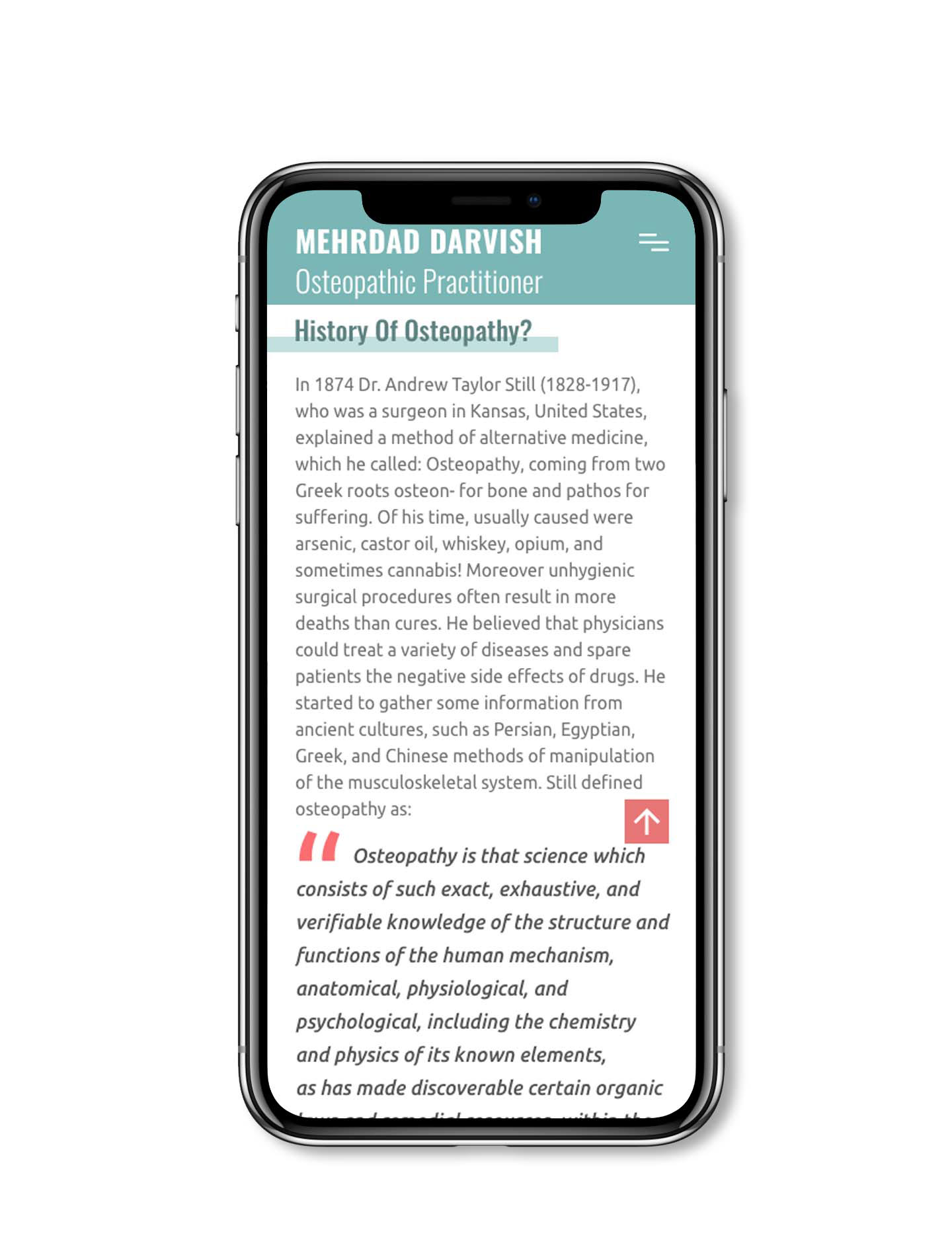 Mobile View History of Osteopathy