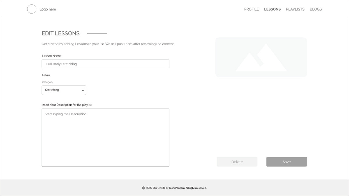 Wireframe - Instructor Edit Lesson Page
