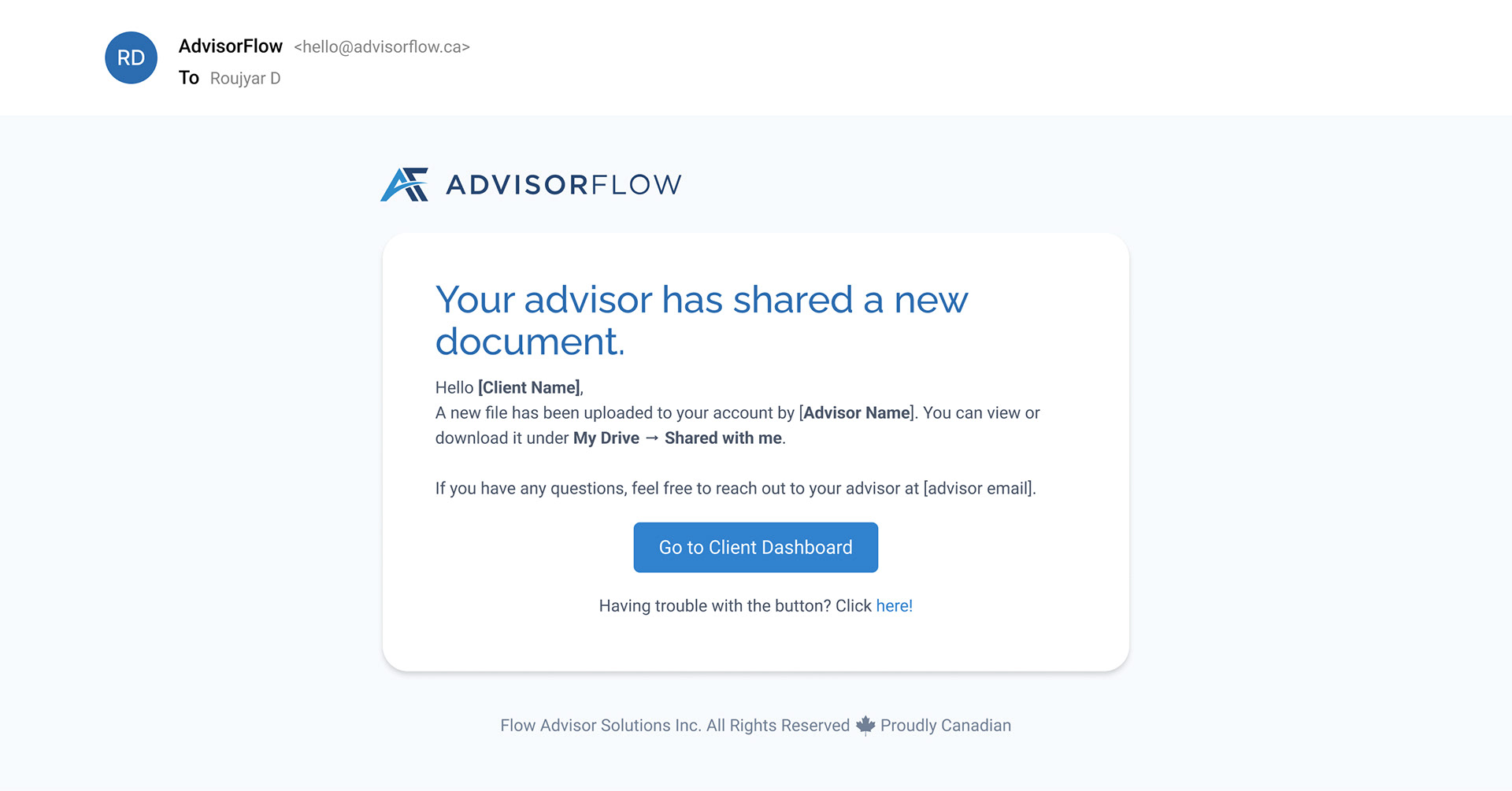 Advisor Upload File - Email to Client