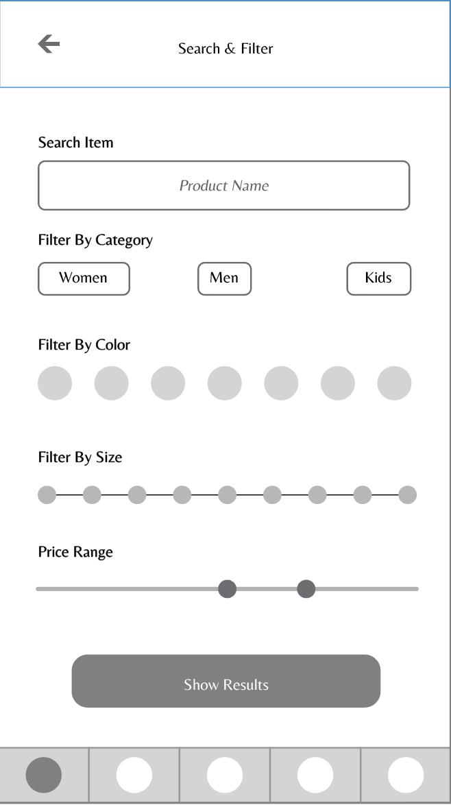 Search and Filter Screen