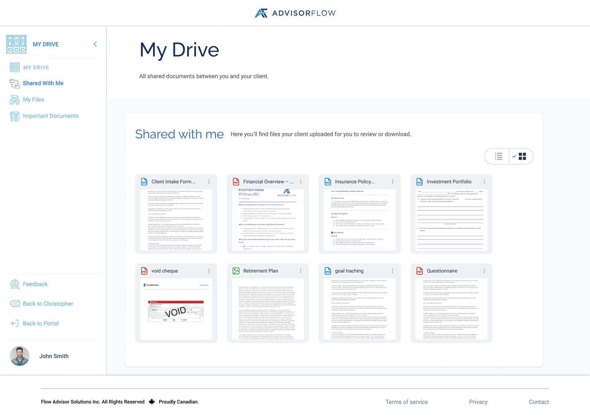 My Drive, Shared With Me Grid View