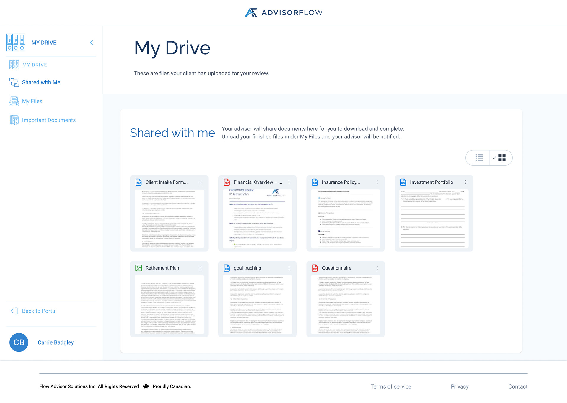 Shared with Me Grid View