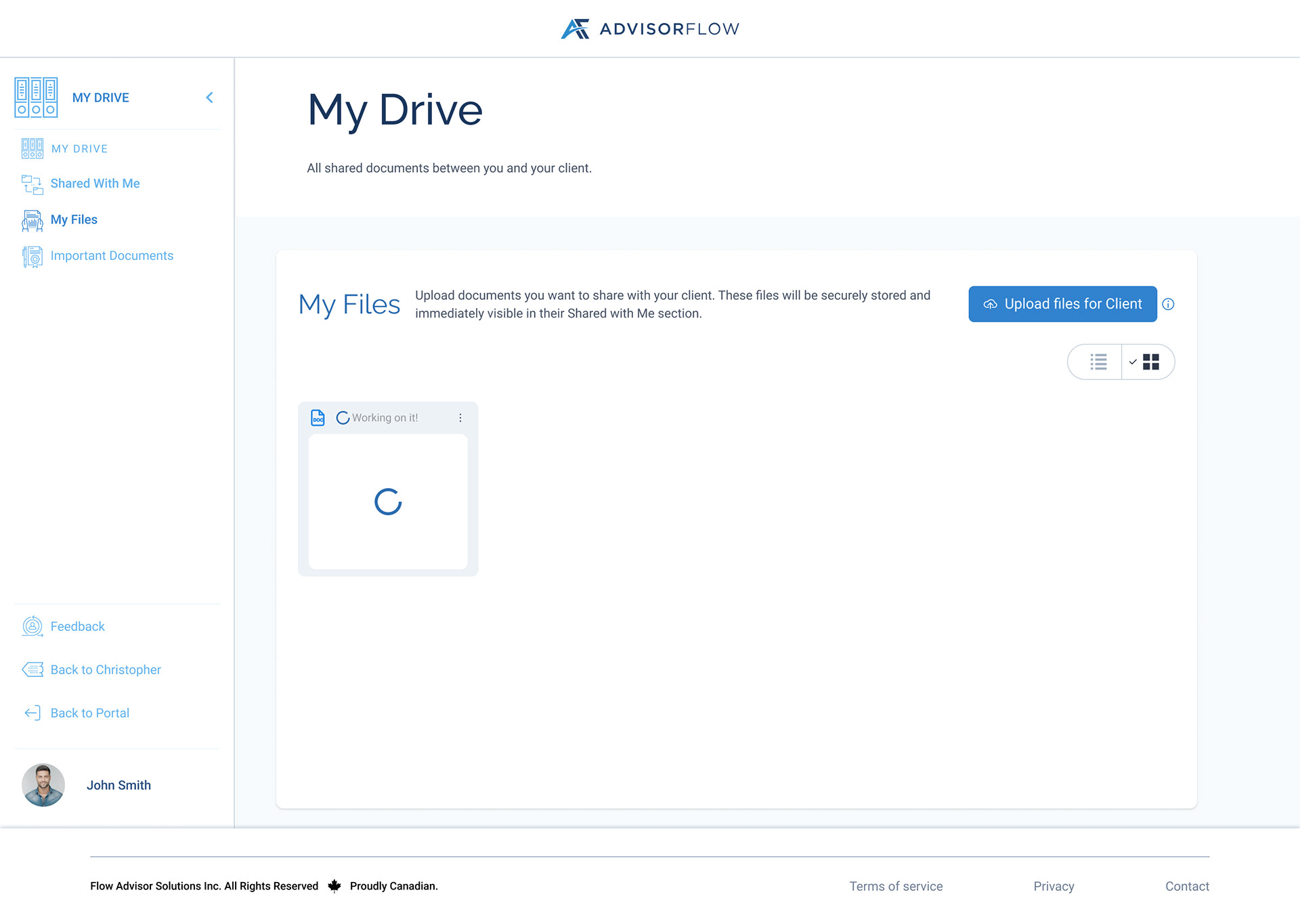 Uploading File Grid View