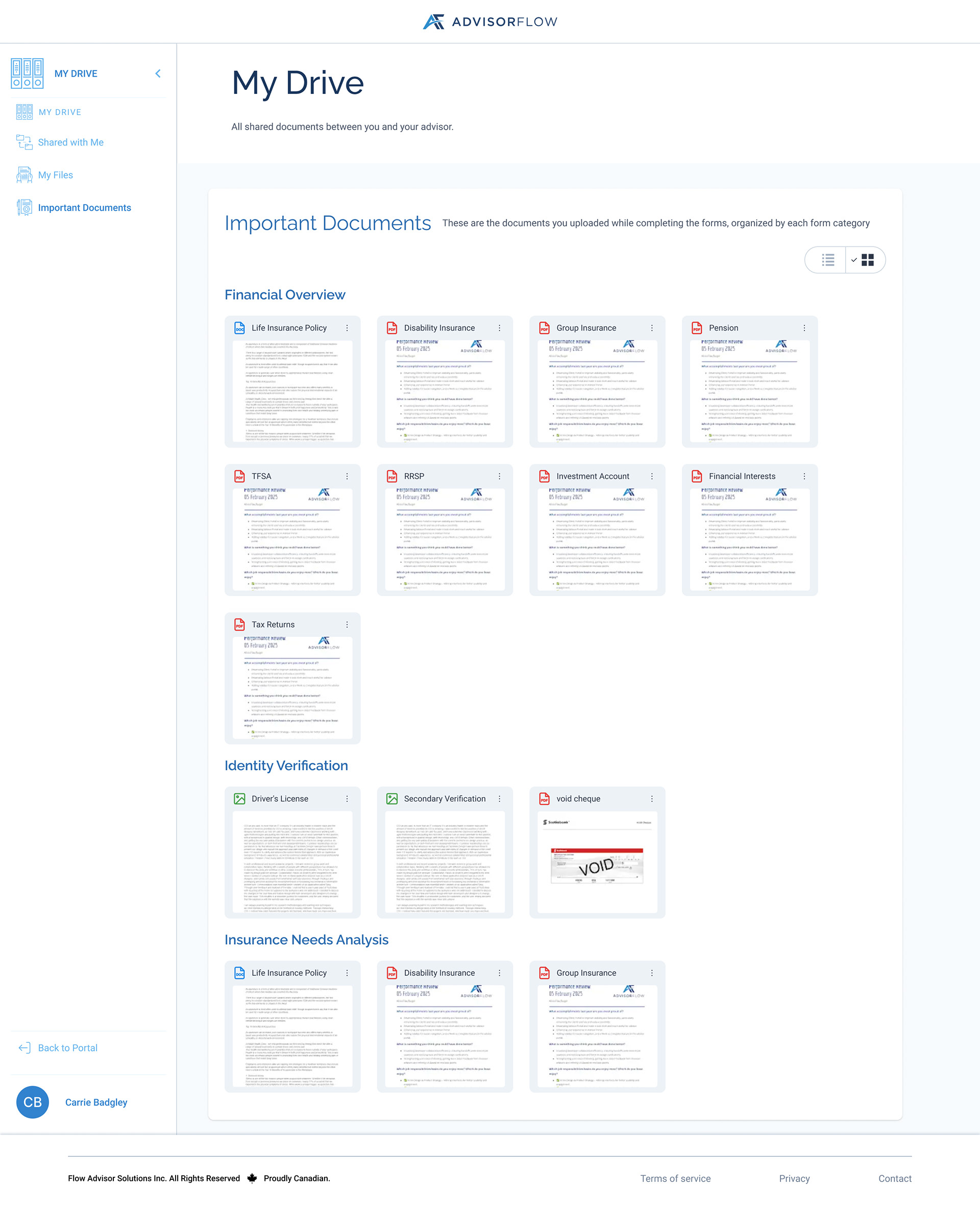 Important Documents Grid View