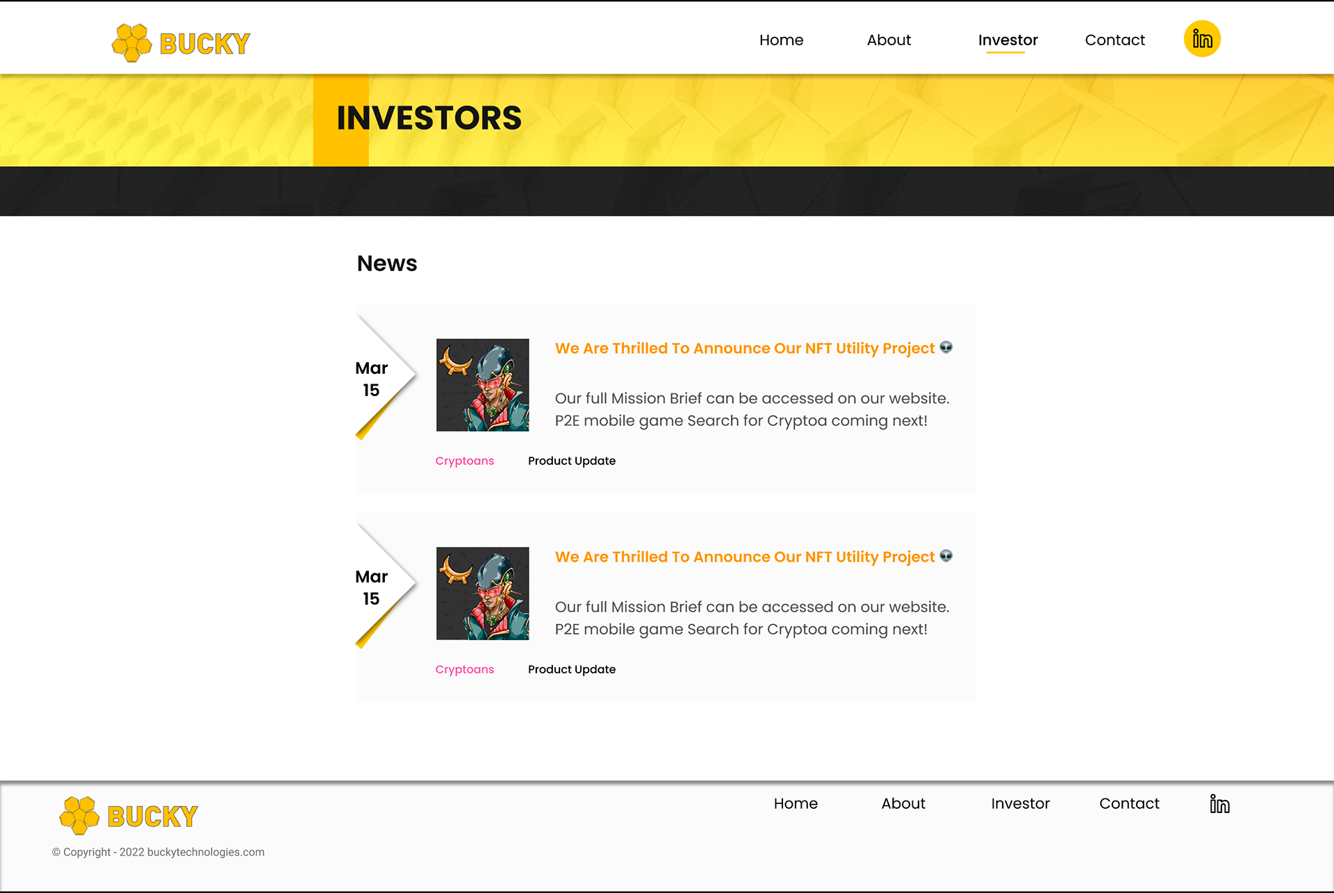 Desktop Version - Investor Page (cont.)