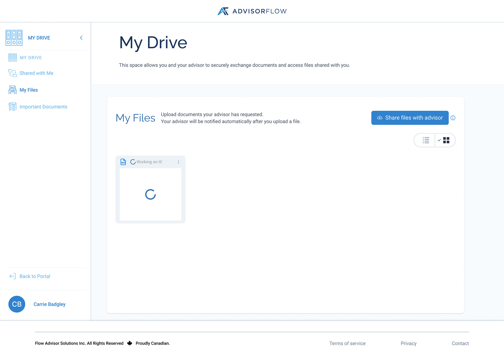 My Files Loading State Grid View