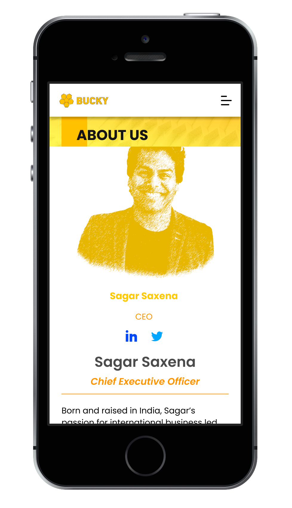 Mobile View - About Us Page (Selected)
