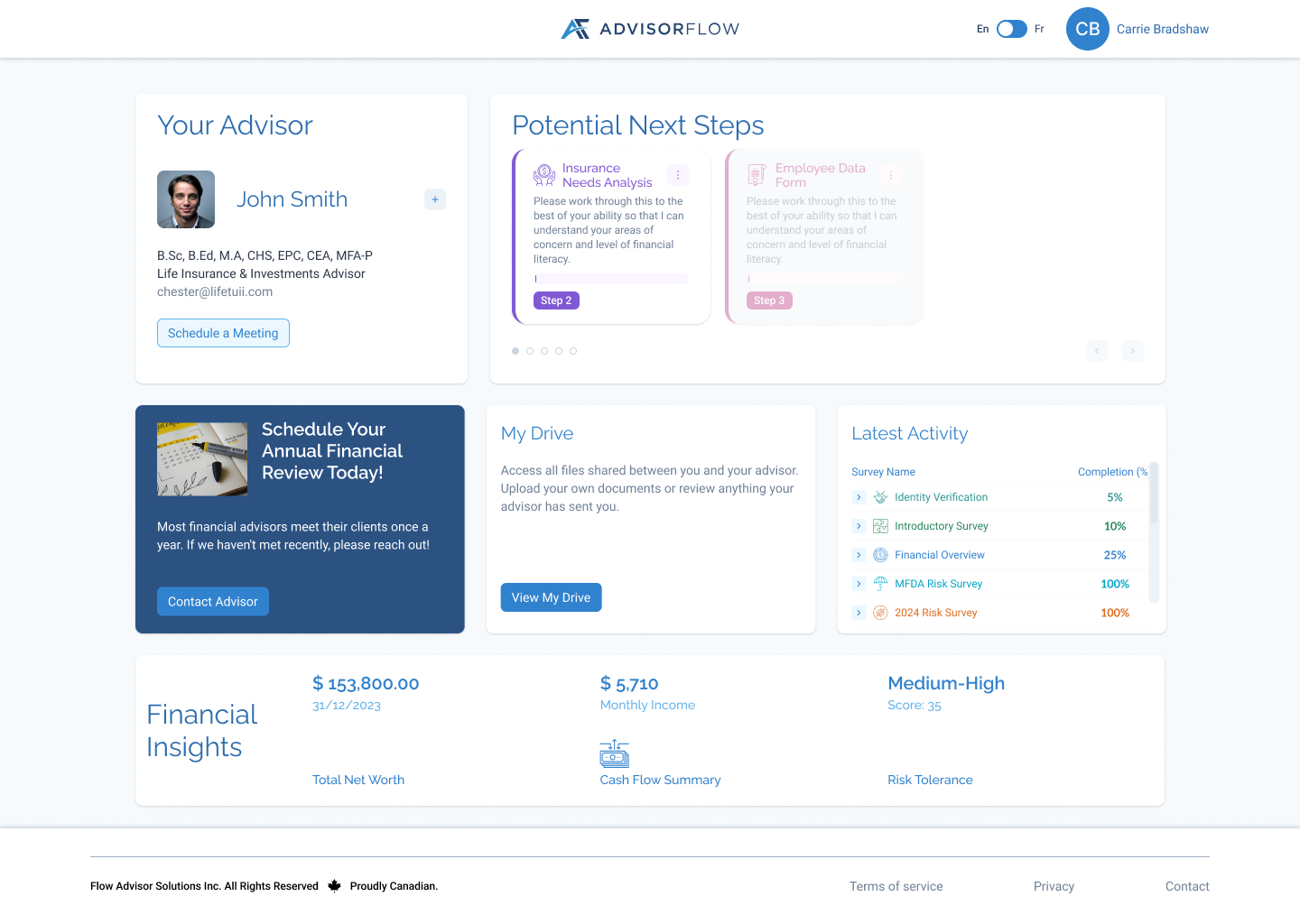 Client Dashboard - PNS form step 2