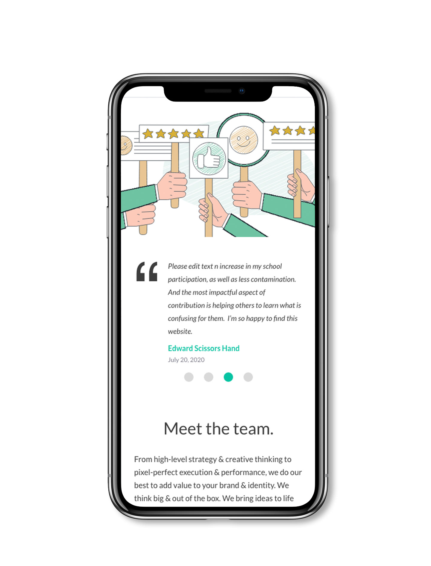 High fidelity mockups (testimonials)