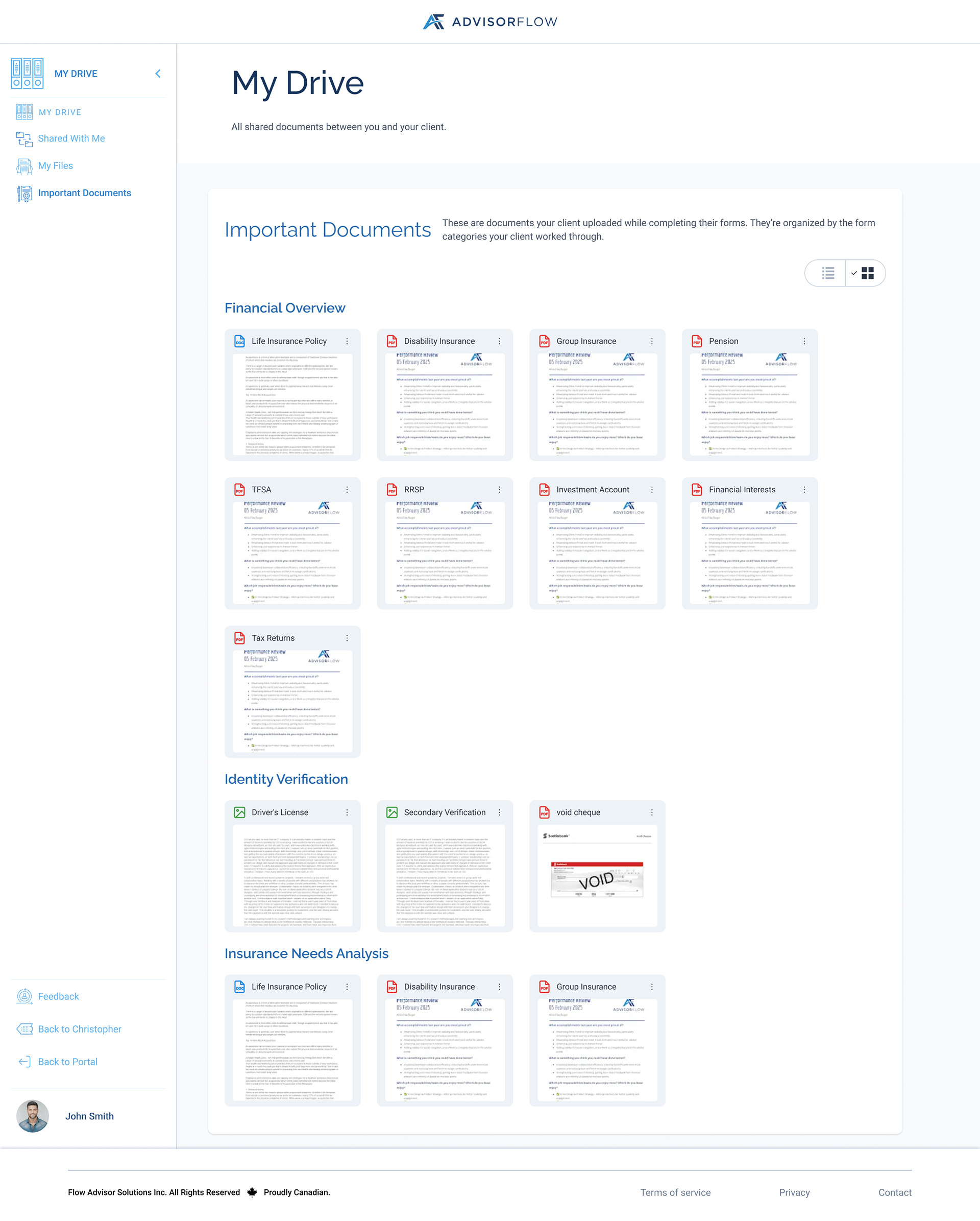 Important Documents Grid View