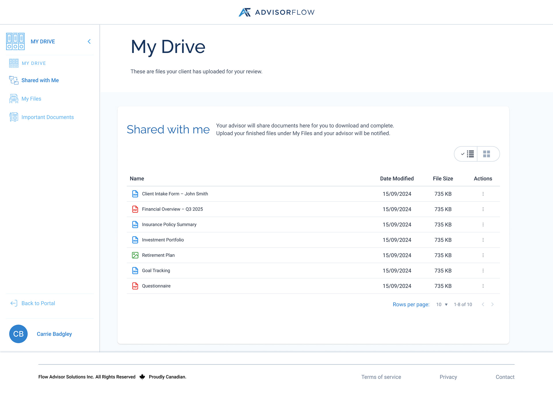 Shared with Me List View
