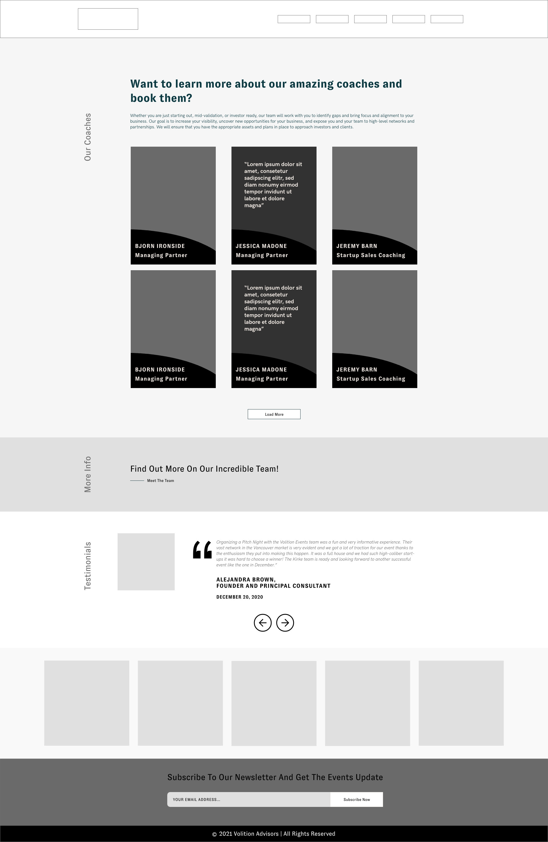 Coaches Page Wirefame