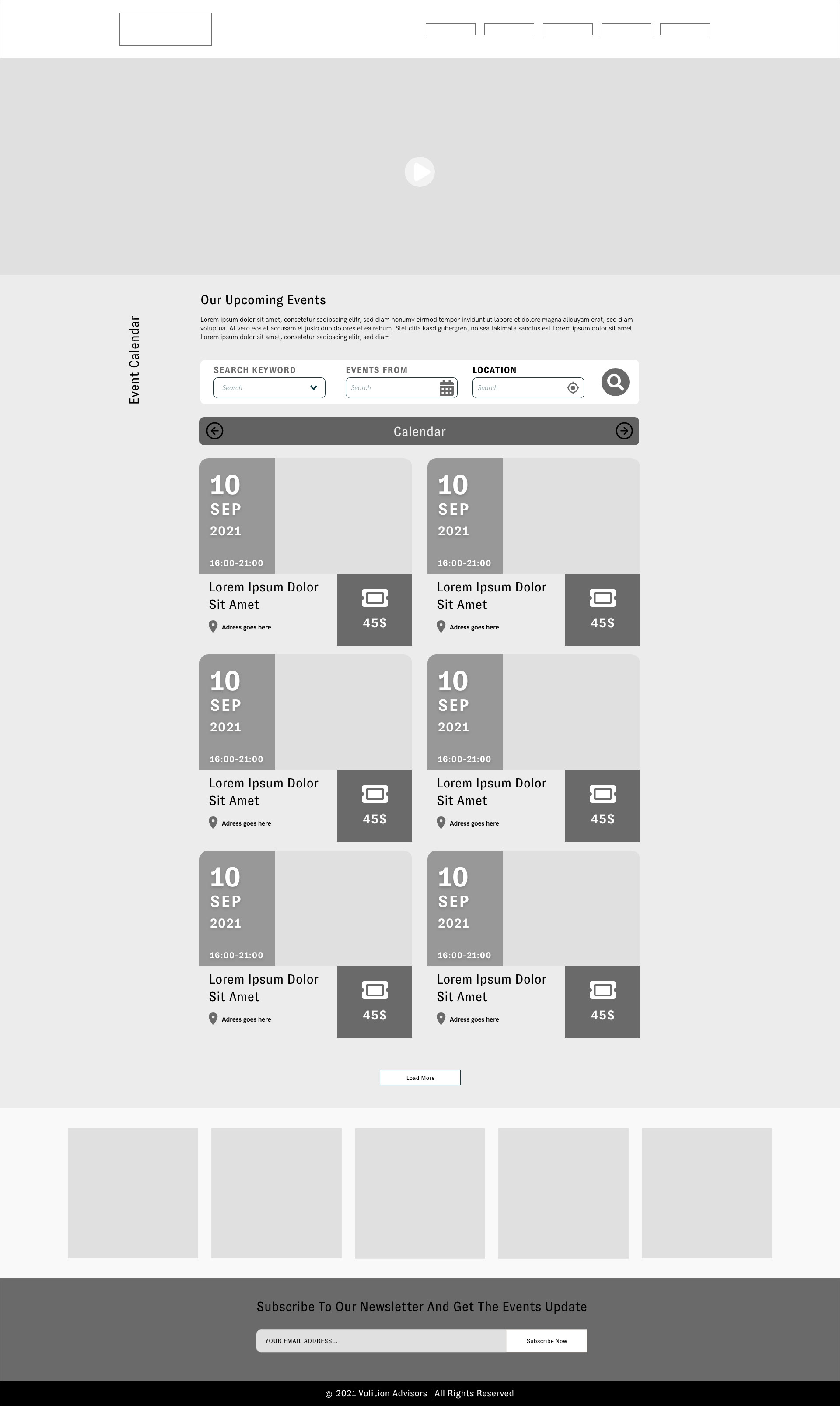 Event Calendar Wireframe