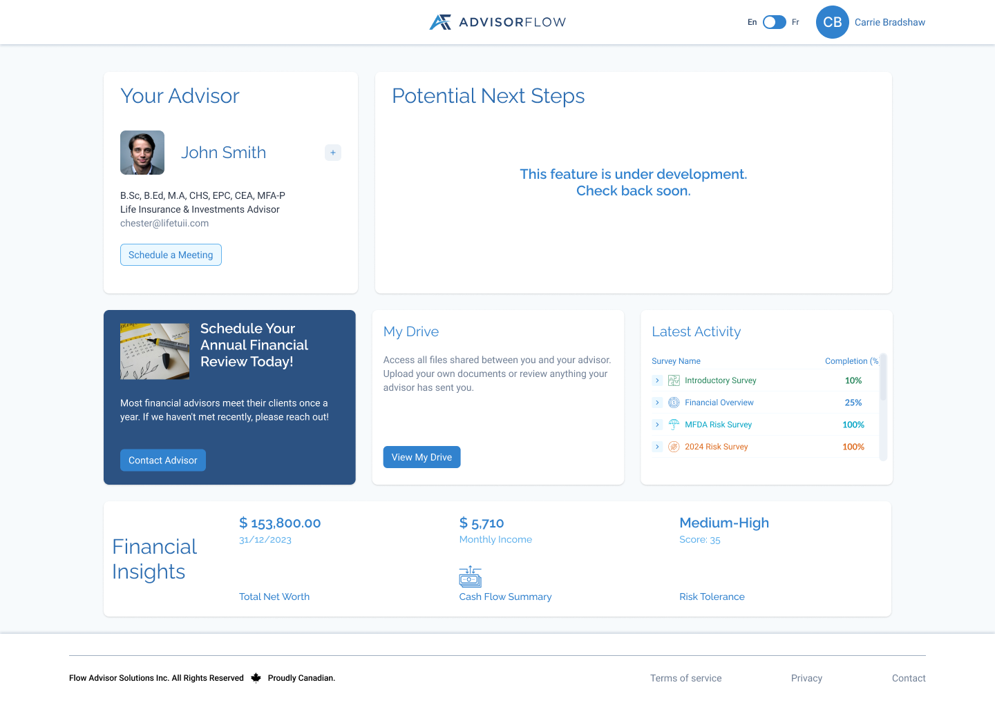 Client Dashboard - Message Board