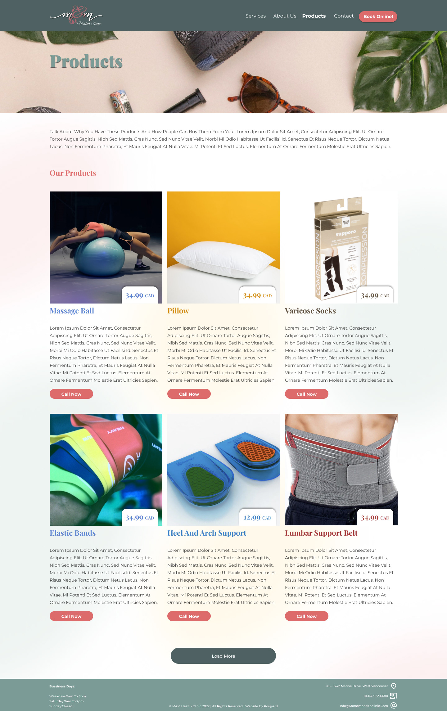 Products Page