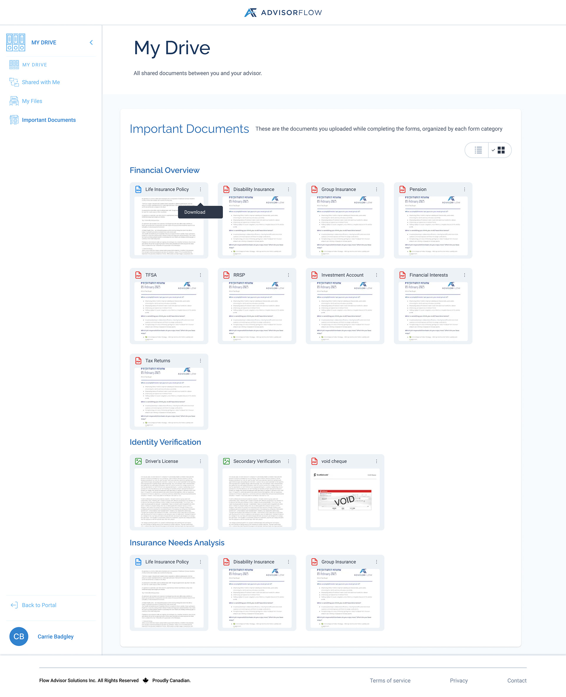 Important Documents Grid View Overflow Open