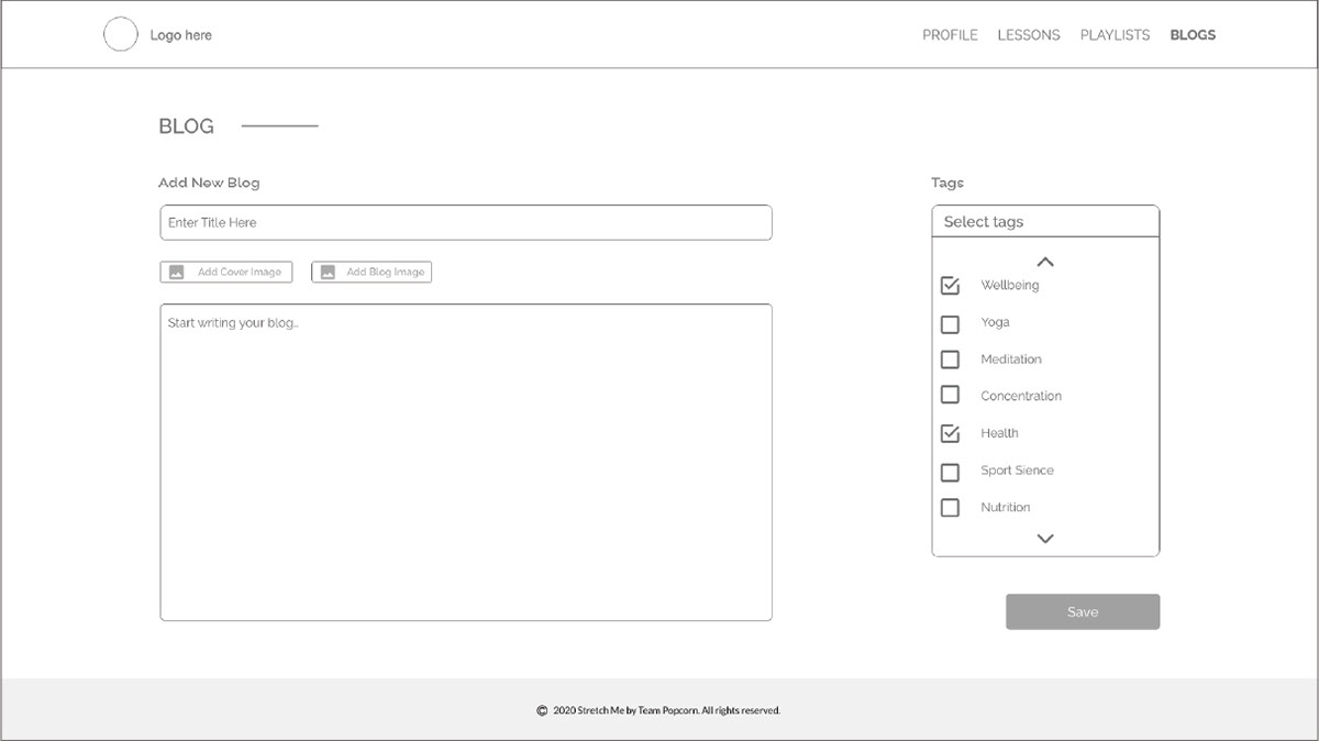 Wireframe - Instructor Blog Page