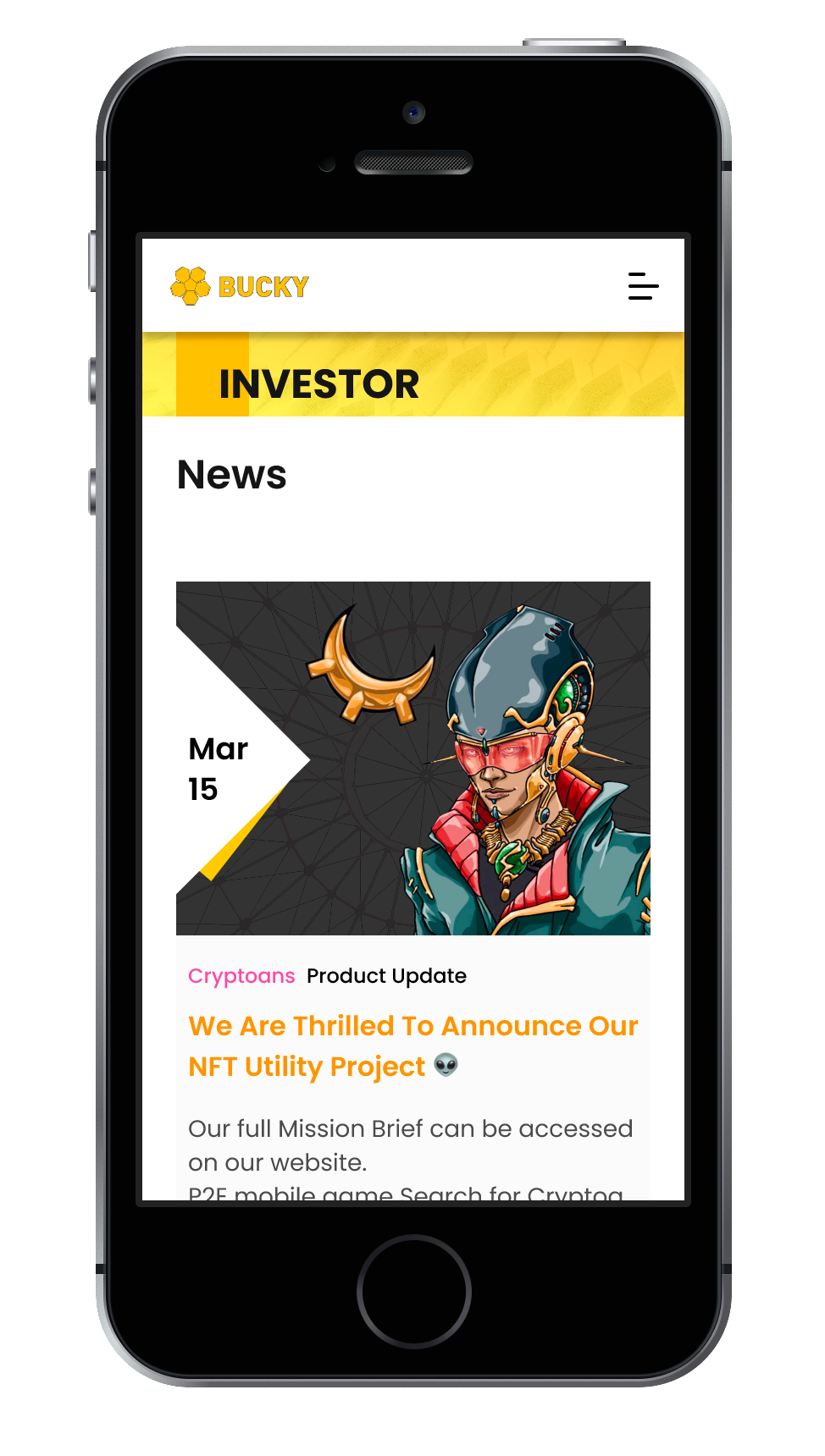 Mobile View - Investor Page (cont.)