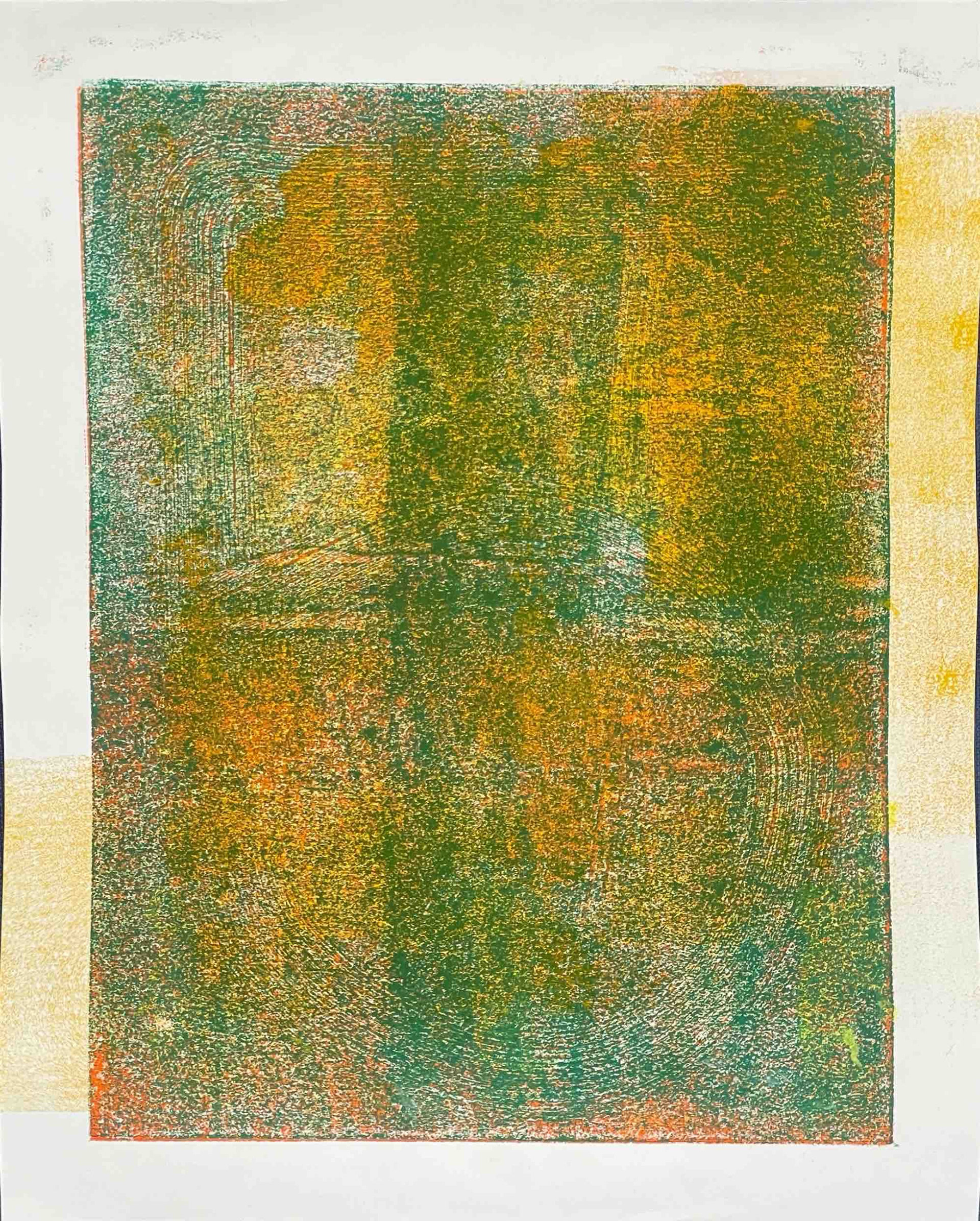 Untitled (5, orange, green, orange), Ink and Watercolor on Paper 35 x 28 cm 2025