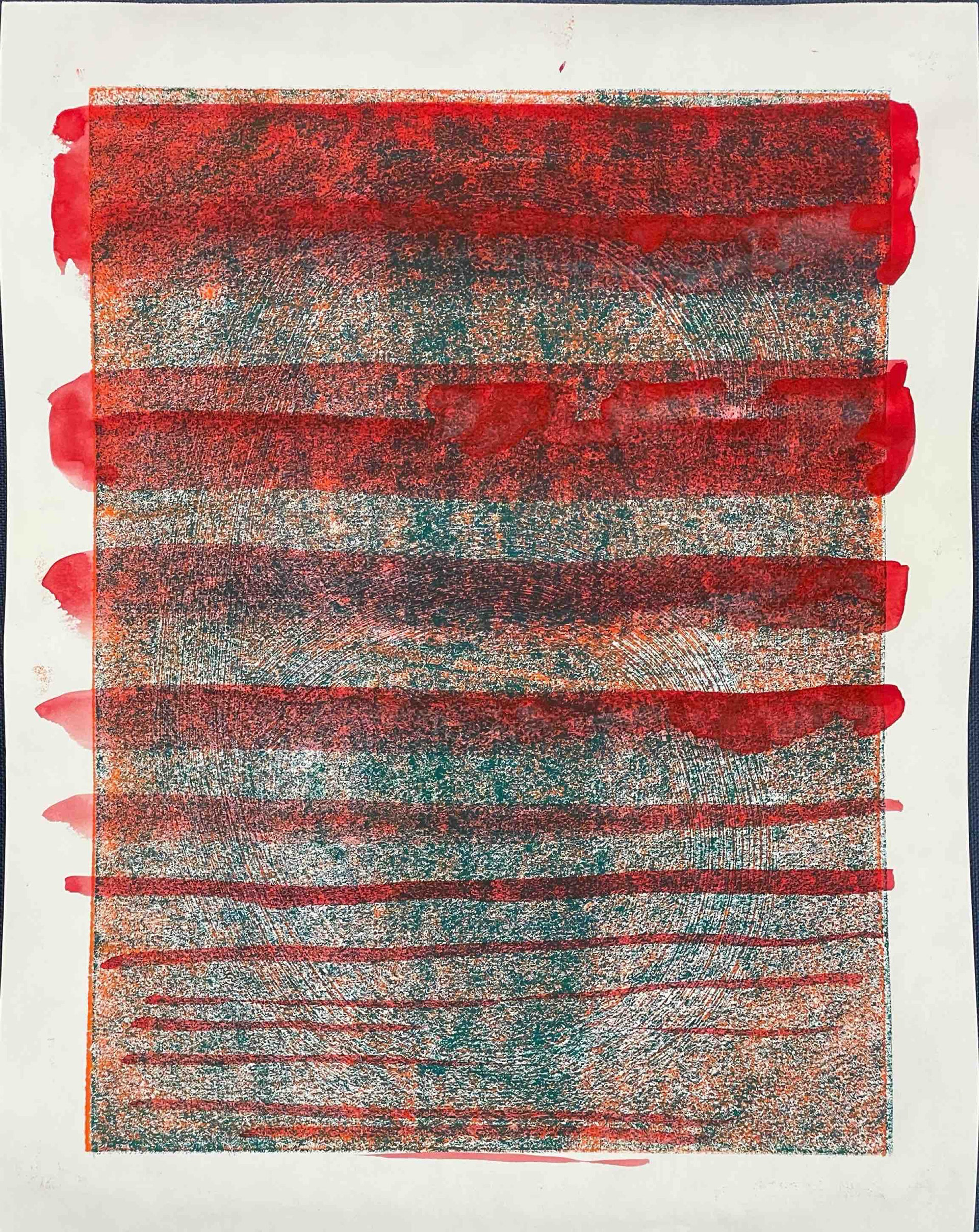 Untitled (8, orange, green, red), Ink and Watercolor on Paper 35 x 28 cm 2025