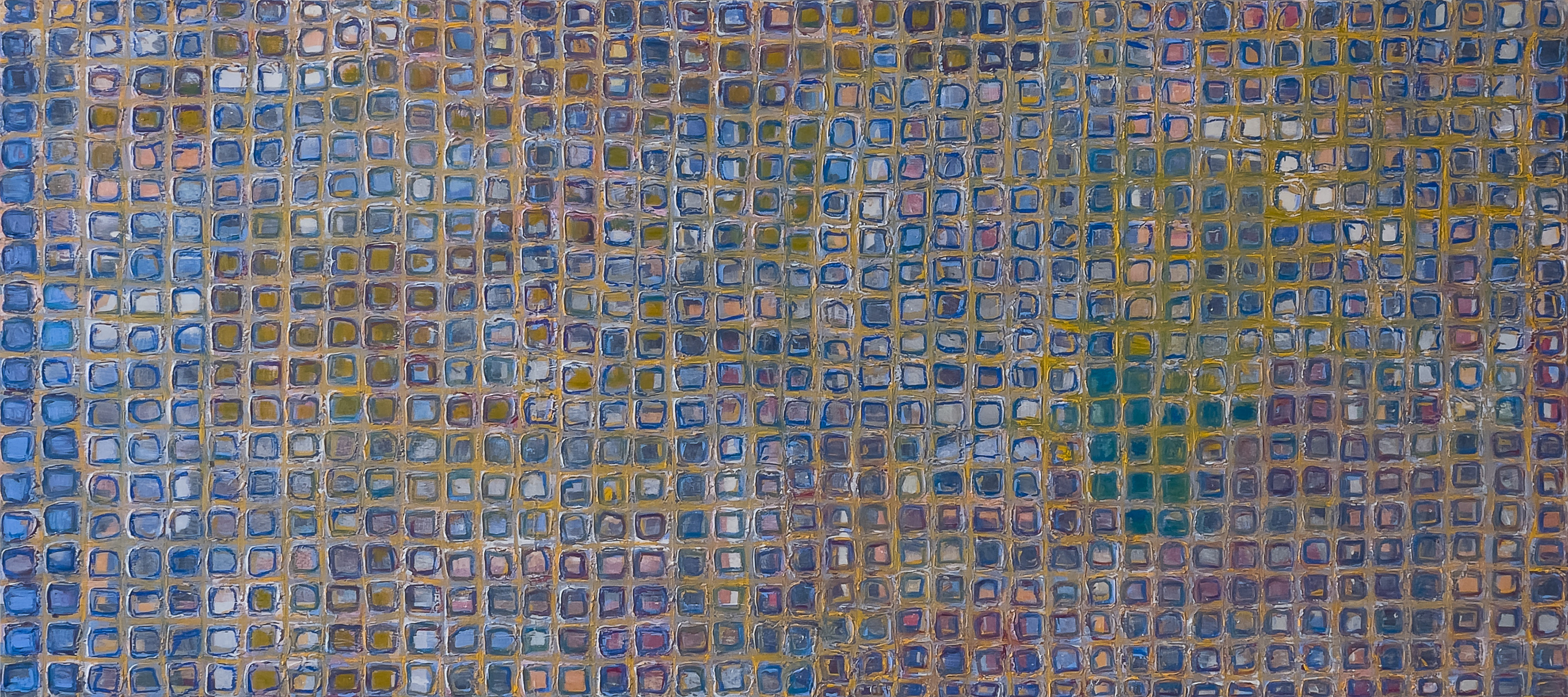Mechanical Reasoning A, Acrylic, Oil on Image Transferred Muslin, 81.28 x 182.88 cm | 2025