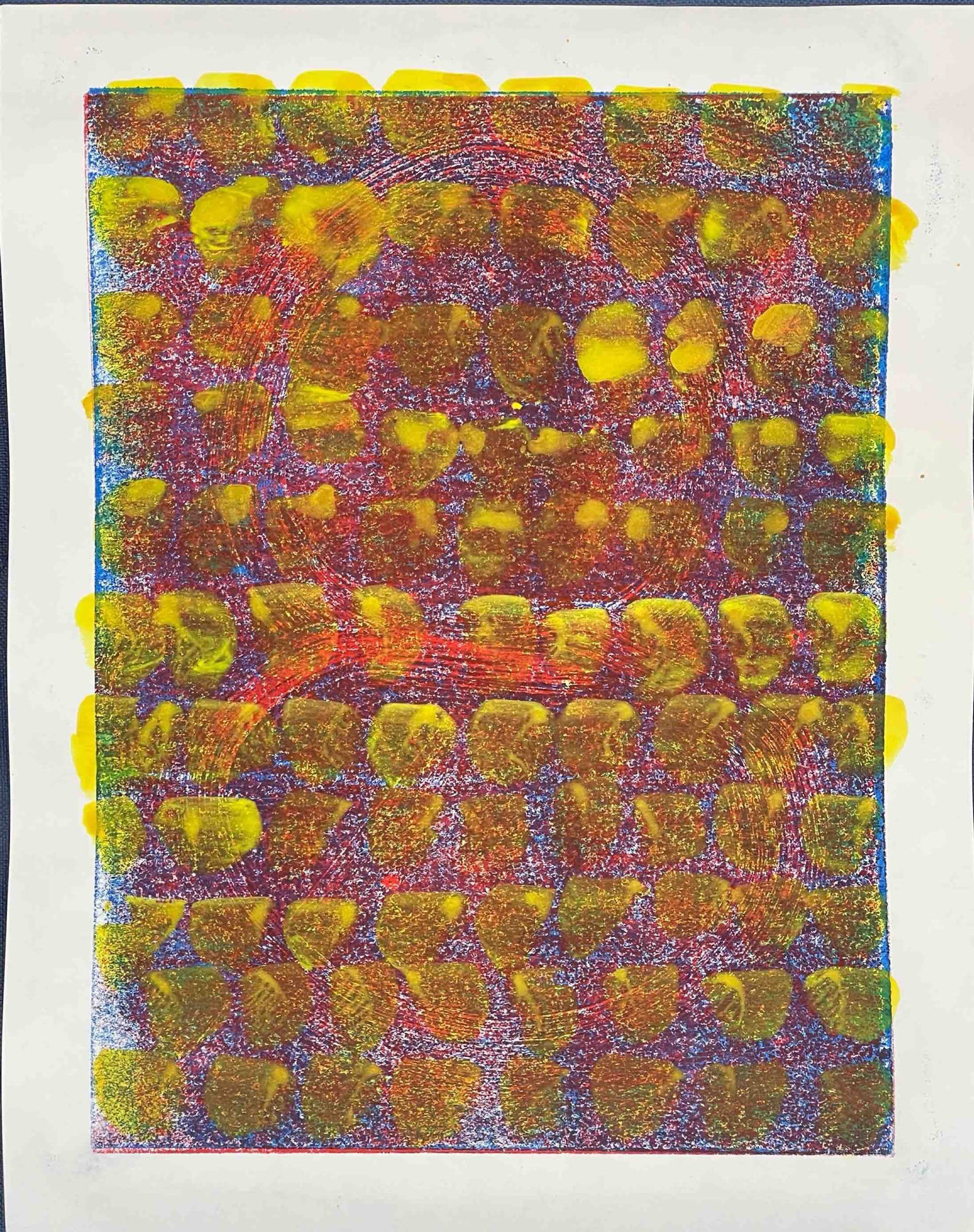 Untitled (8, blue, red, yellow), Ink and Watercolor on Paper 35 x 28 cm 2025