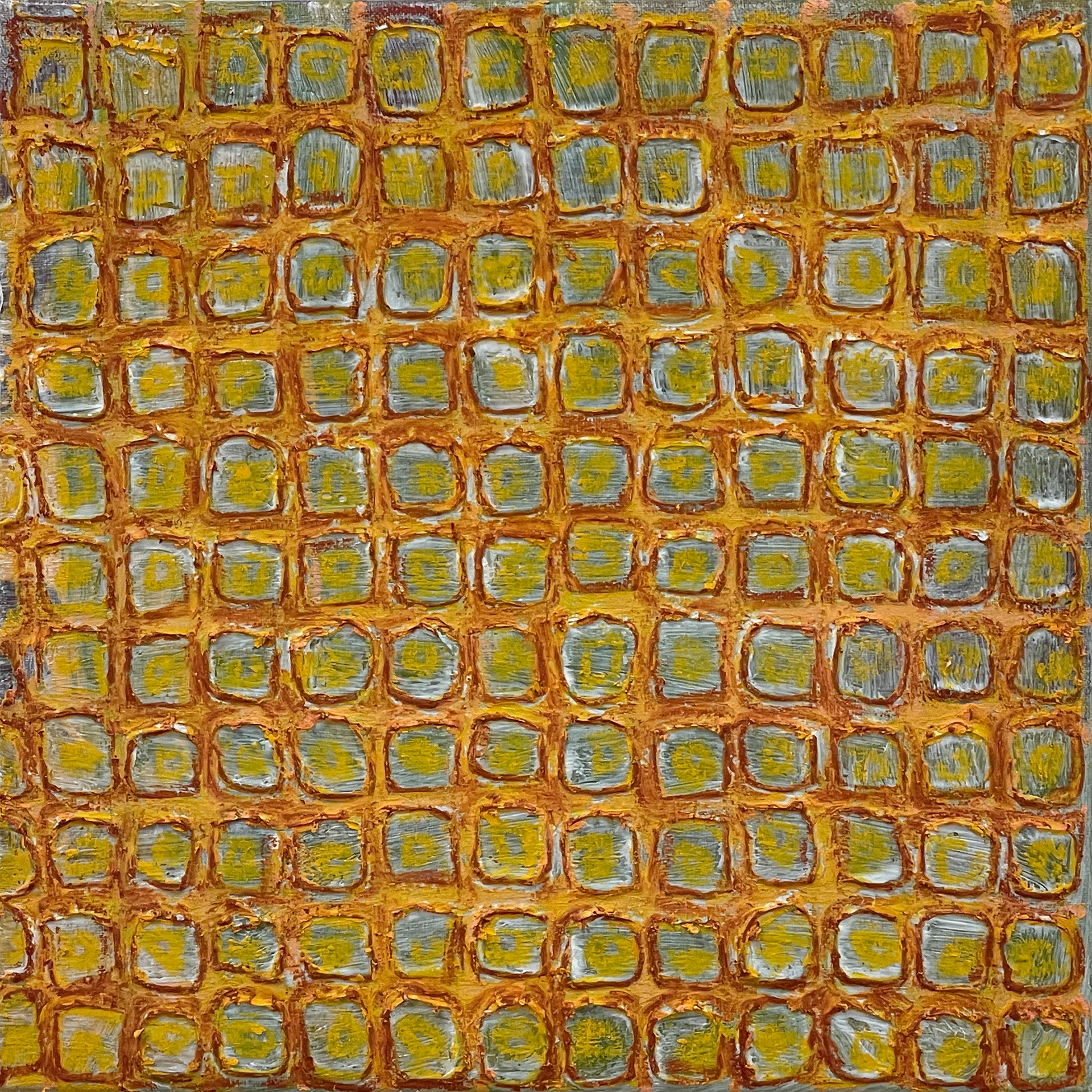 OCD Sketch 16, Acrylic, Oil pastel on Muslin, 20 x 20 cm | 2025