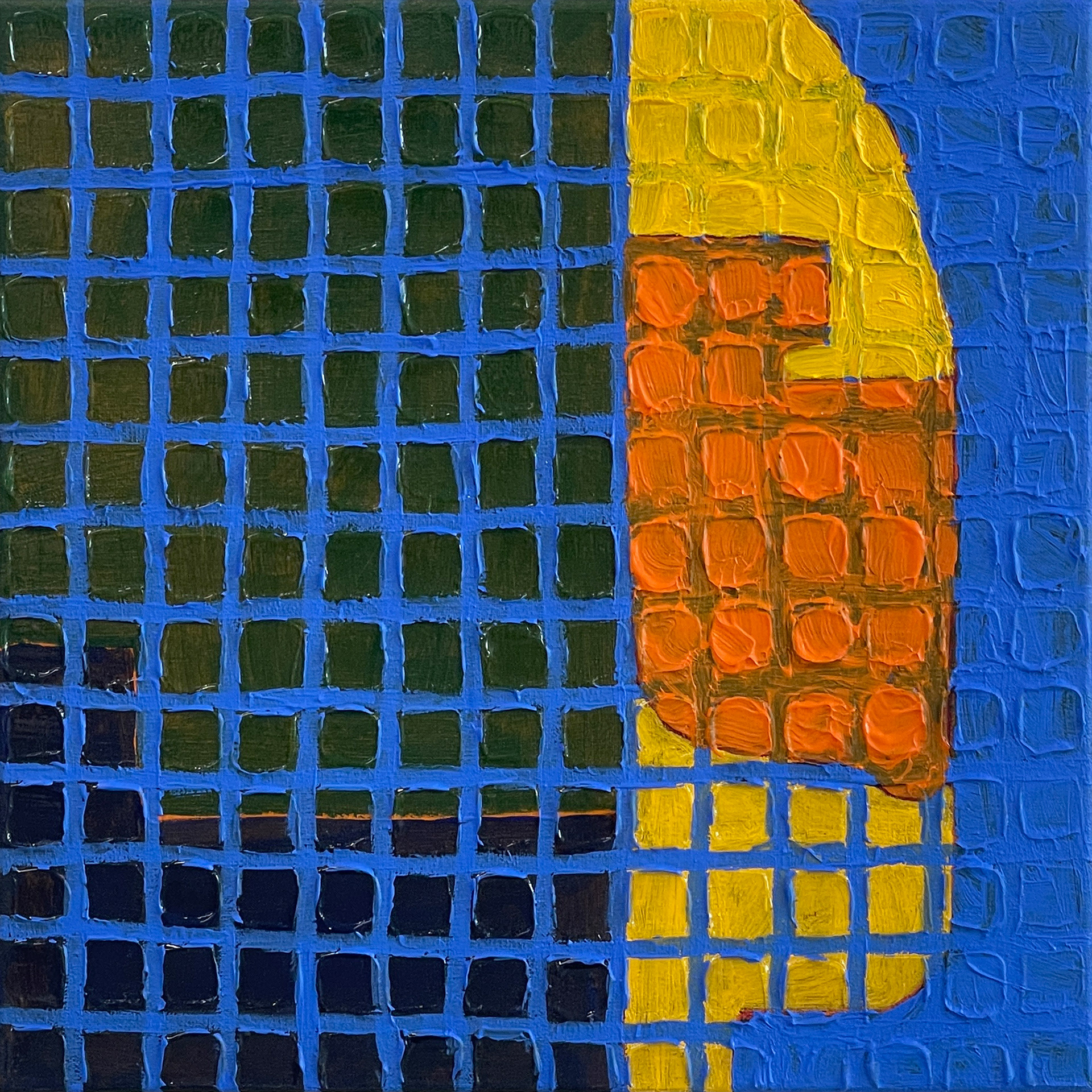 Crosspoint 7, Acrylic on Muslin, 24.2 x  24.2 cm | 2025