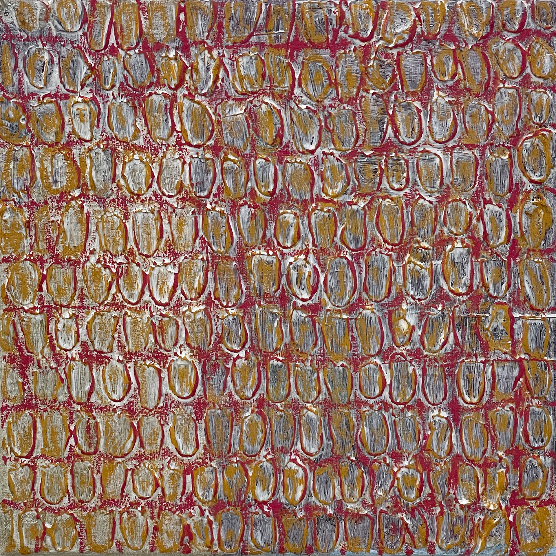 OCD Sketch 9, Acrylic, Oil pastel on Muslin, 20 x 20 cm | 2025