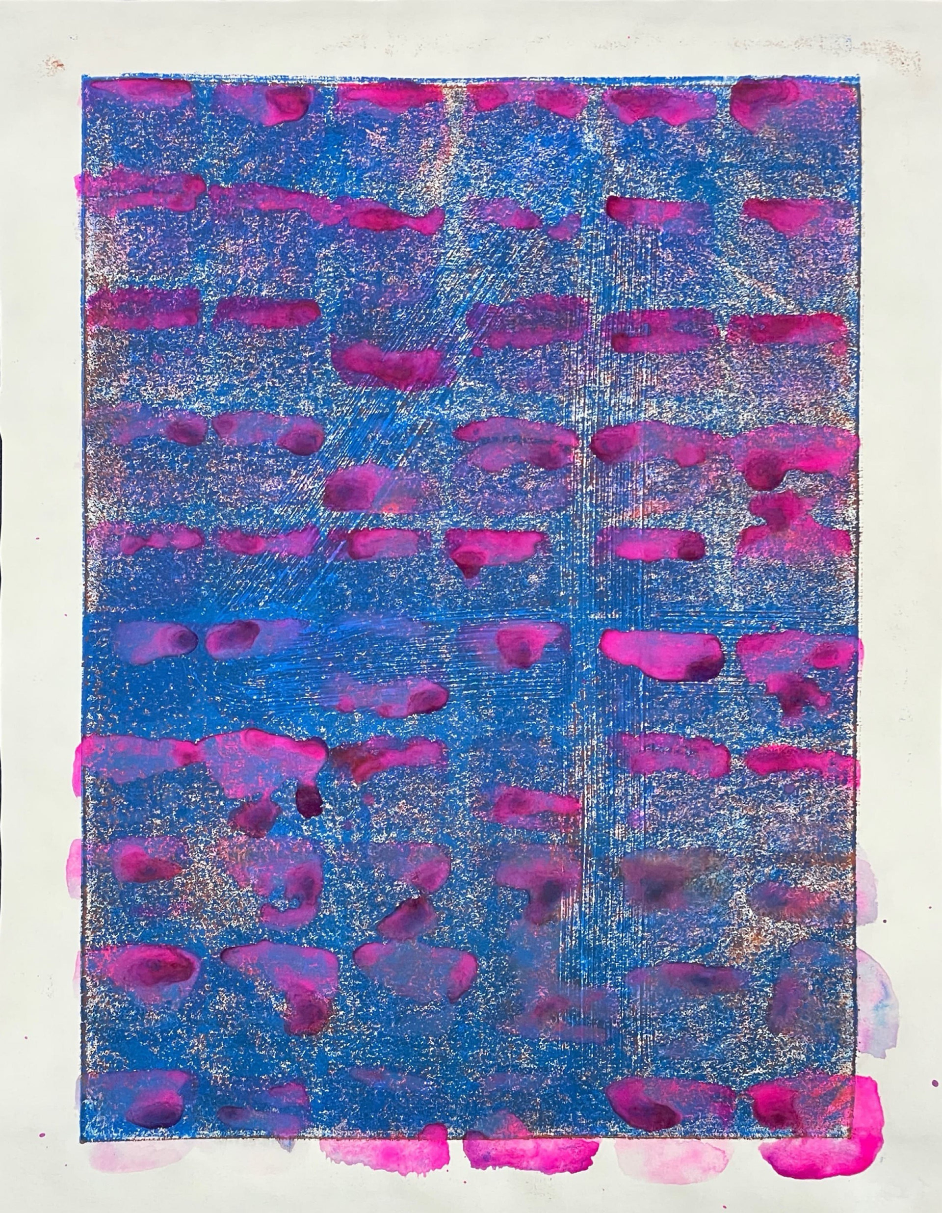 Untitled (4, earth, blue, pink), Ink and Watercolor on Paper 35 x 28 cm 2025