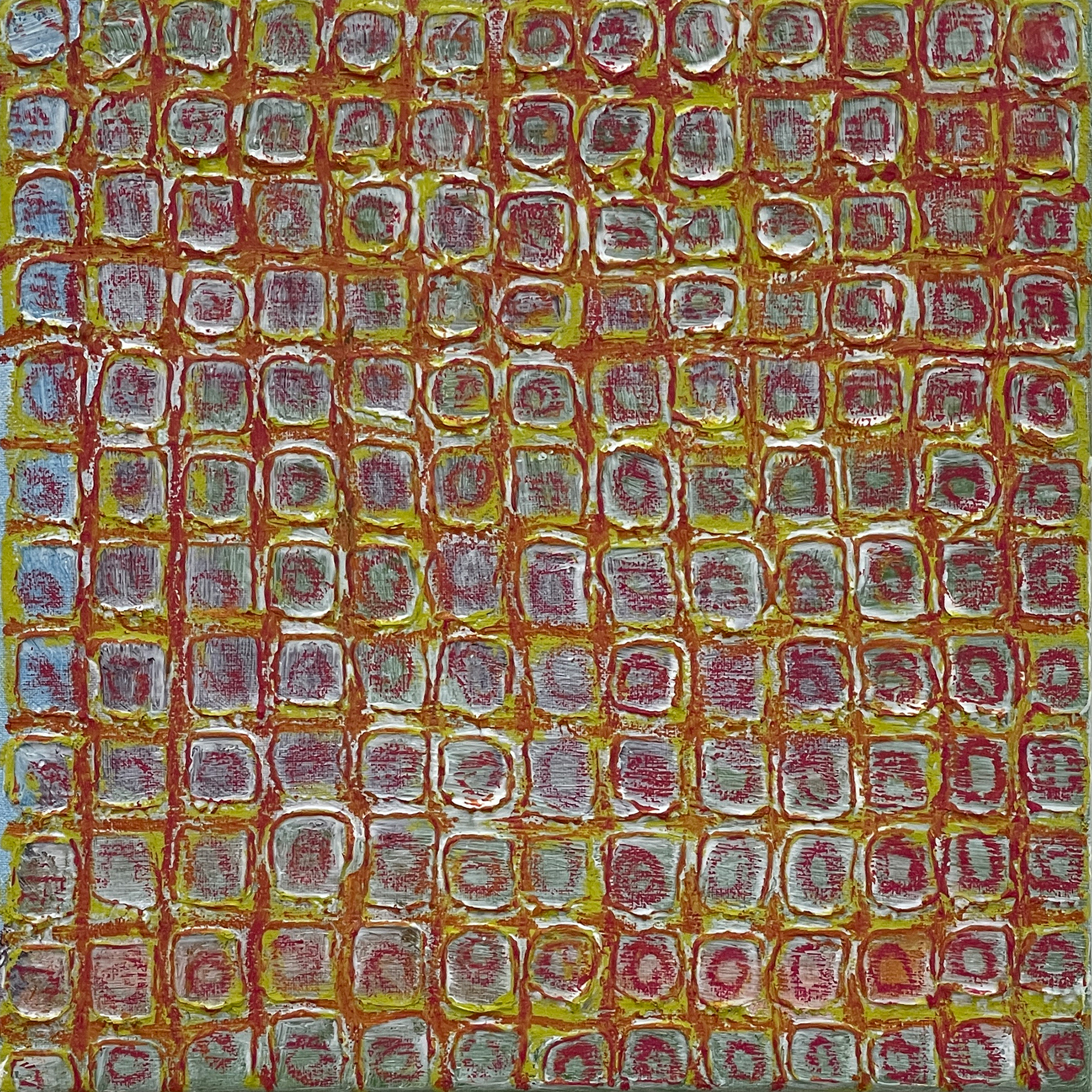 OCD Sketch 11, Acrylic, Oil pastel on Muslin, 20 x 20 cm | 2025